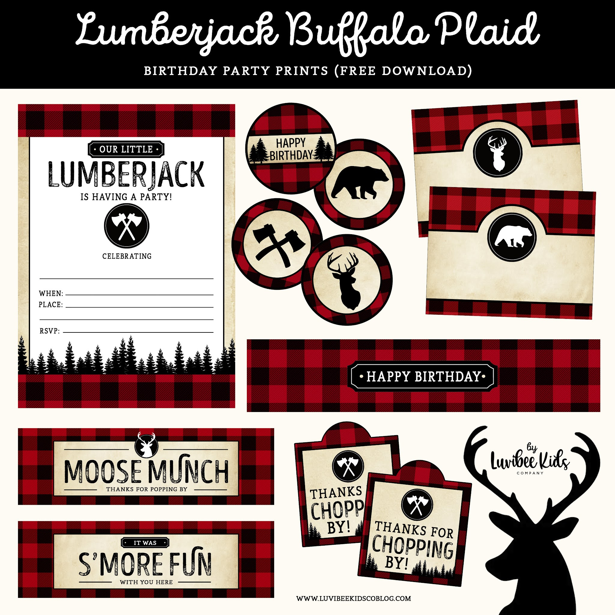 Luvibeekids Co | Blog: Lumberjack Buffalo Plaid Party Printables throughout Lumberjack Printables Free