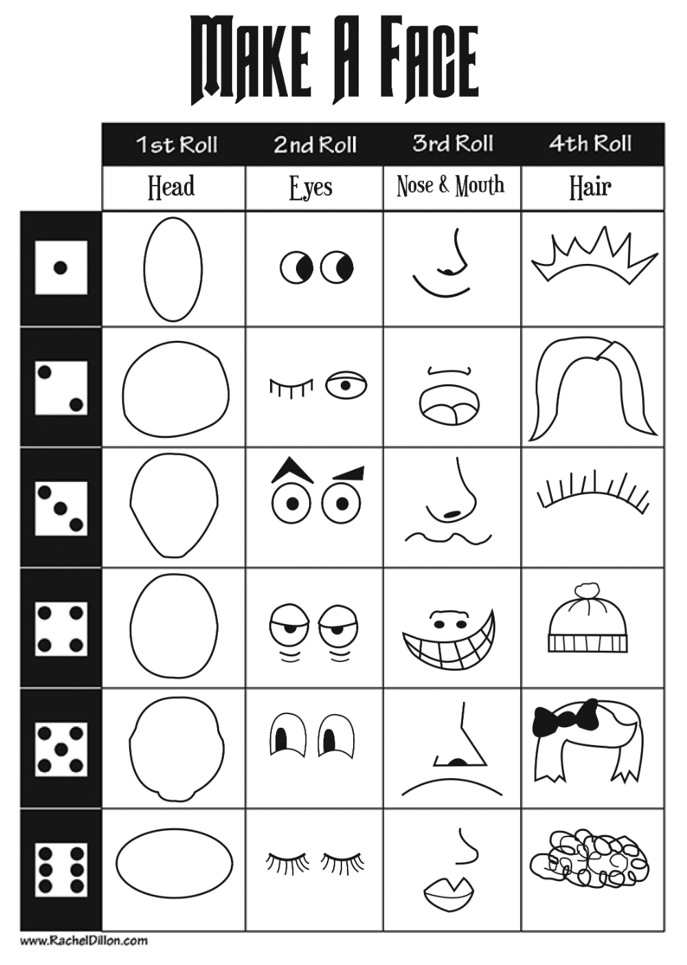 Make A Face Dice Game For Kids To Do. This Is Great To Keep Kids inside Roll a Monster Free Printable