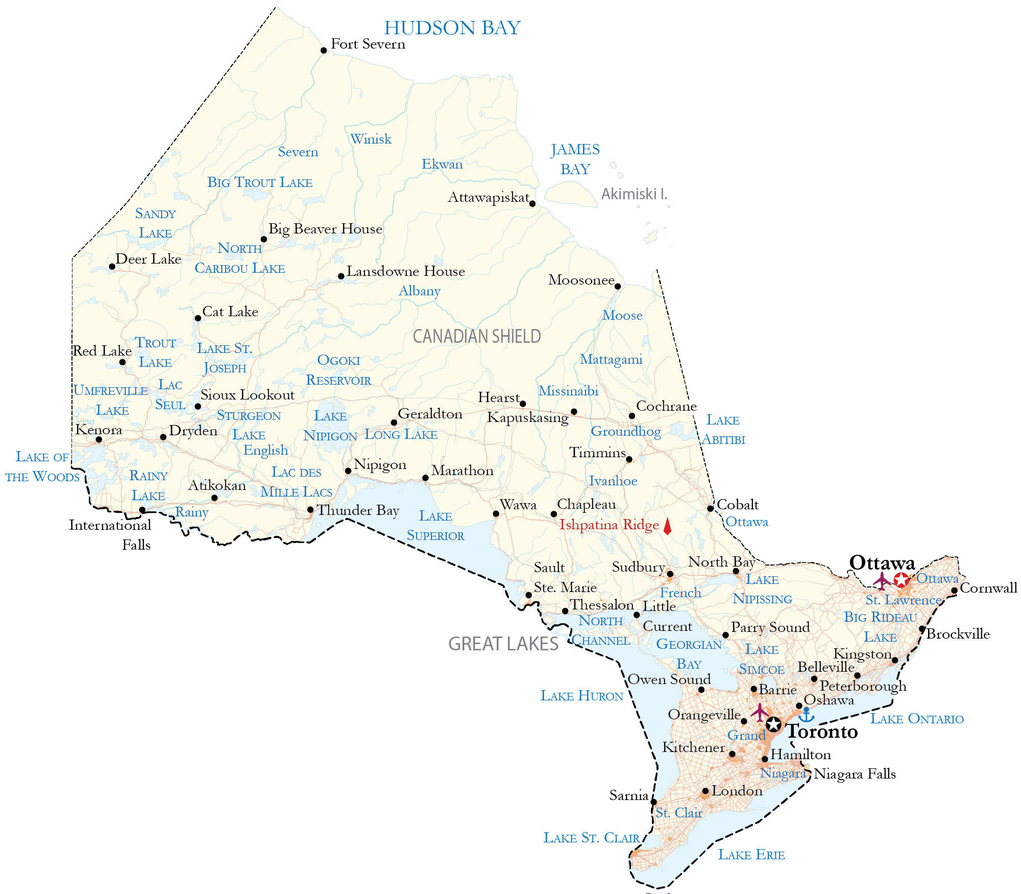 Map Of Ontario - Cities And Roads - Gis Geography within Free Printable Map of Ontario