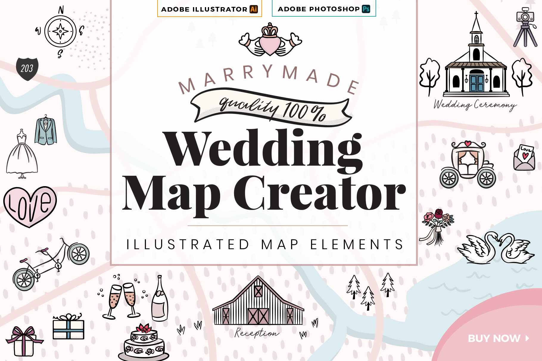 Marrymade Map Creator And Illustrated Map Icons Kit — Happy Monday intended for Free Printable Wedding Maps