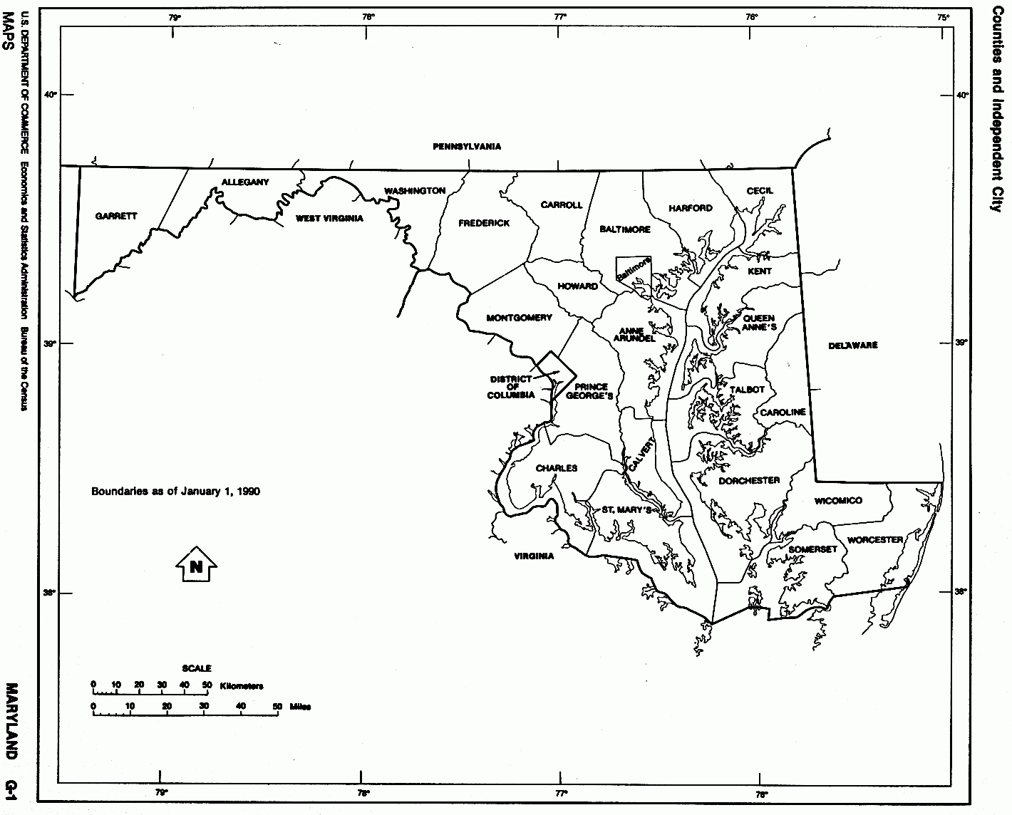 Maryland Free Map inside Free Printable Map of Maryland