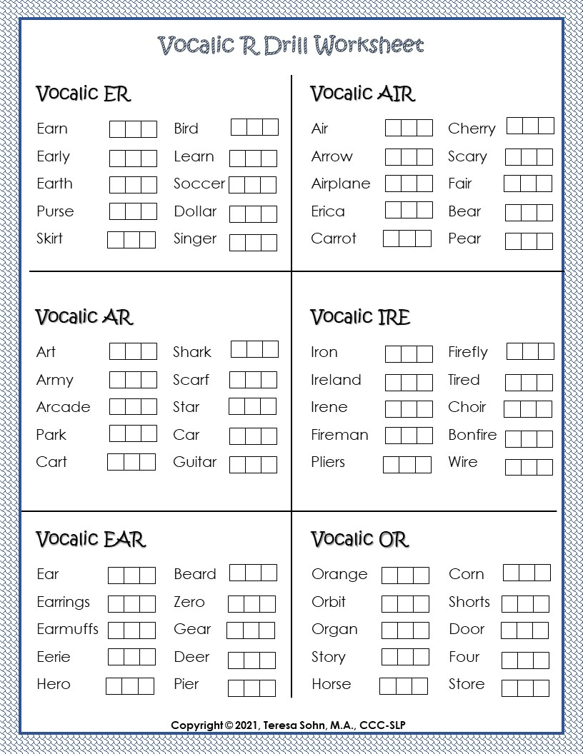 Mastering Vocalic R: Engaging Worksheets For Speech Therapy Success regarding Free Printable Vocalic R Worksheets