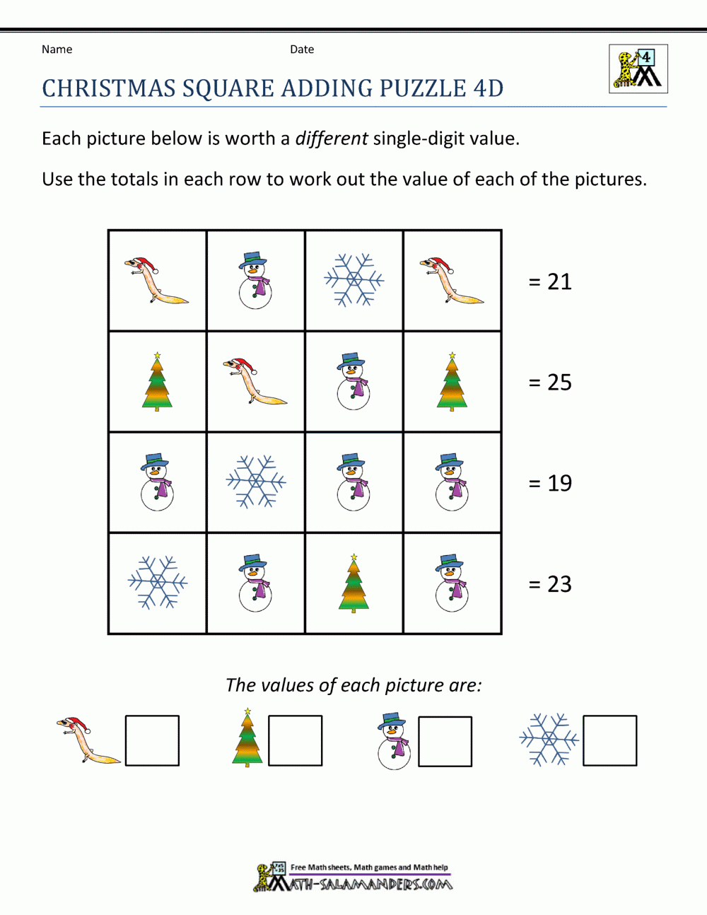 Math Christmas Activities 4Th Grade pertaining to Free Printable Fun Math Worksheets for 4th Grade