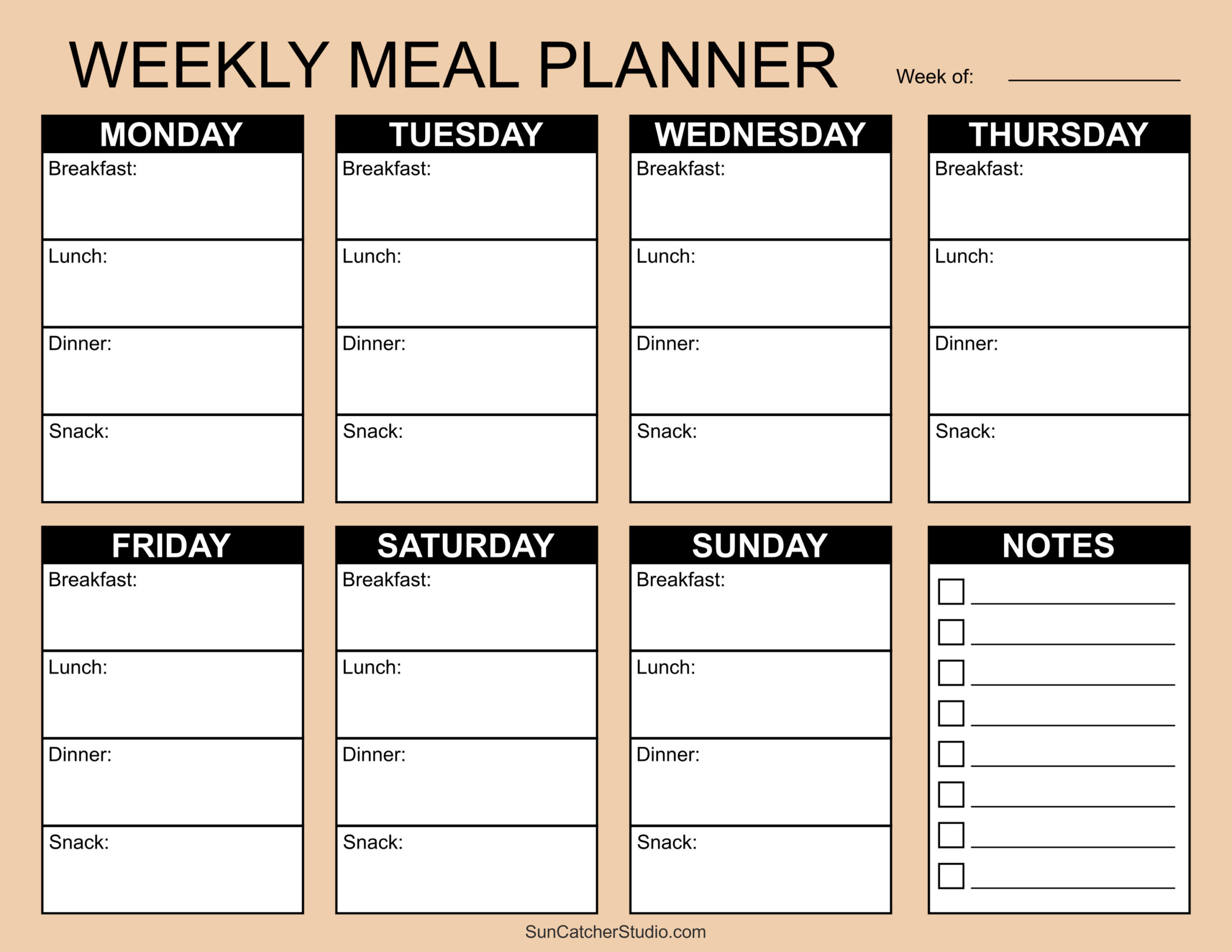 Meal Planners: Printable Weekly Menu Templates (Pdf) – Diy for Free Printable Meal Planner