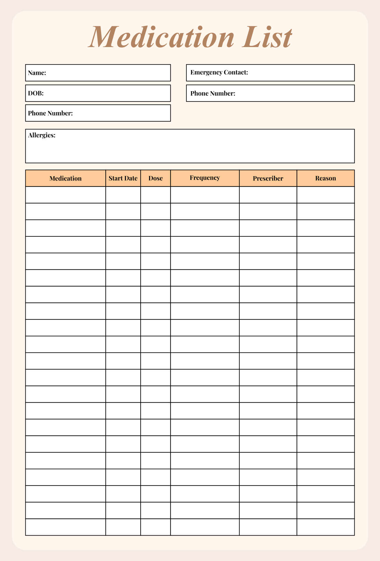 Medication List - 10 Free Pdf Printables | Printablee | Medication with Free Printable Medication List Template