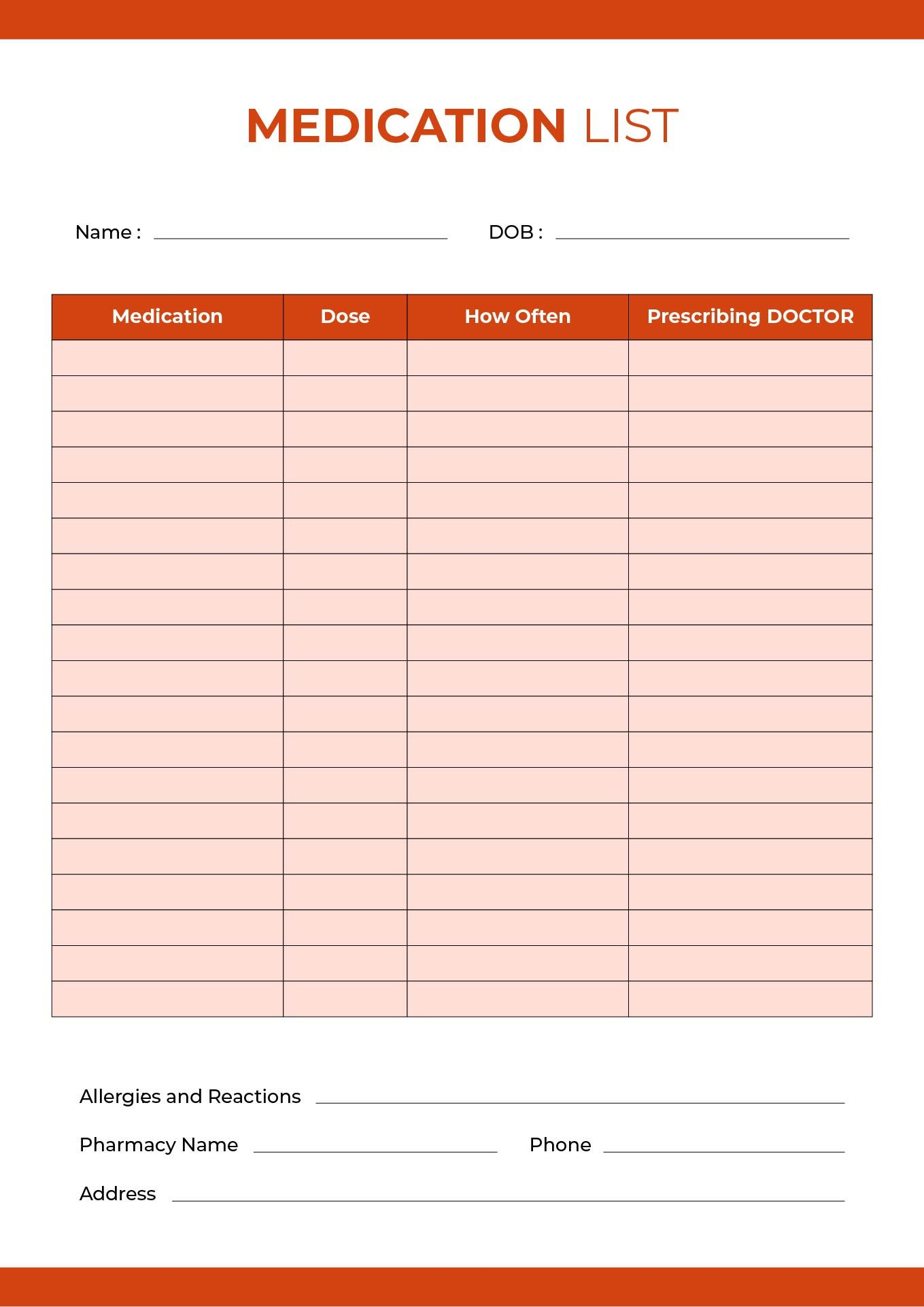 Medication List For Wallet - 10 Free Pdf Printables | Printablee for Free Printable Wallet Medication List Template