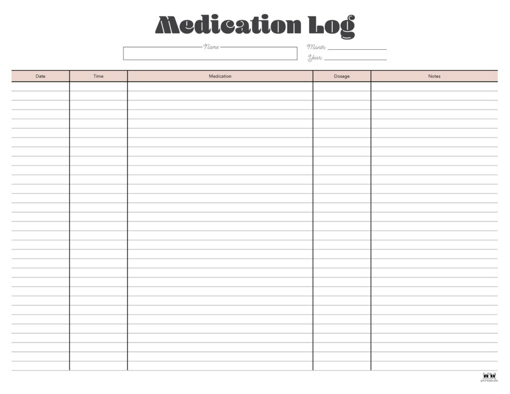 Medication Logs - 25 Free Printables | Printabulls with regard to Free Printable Medication Log