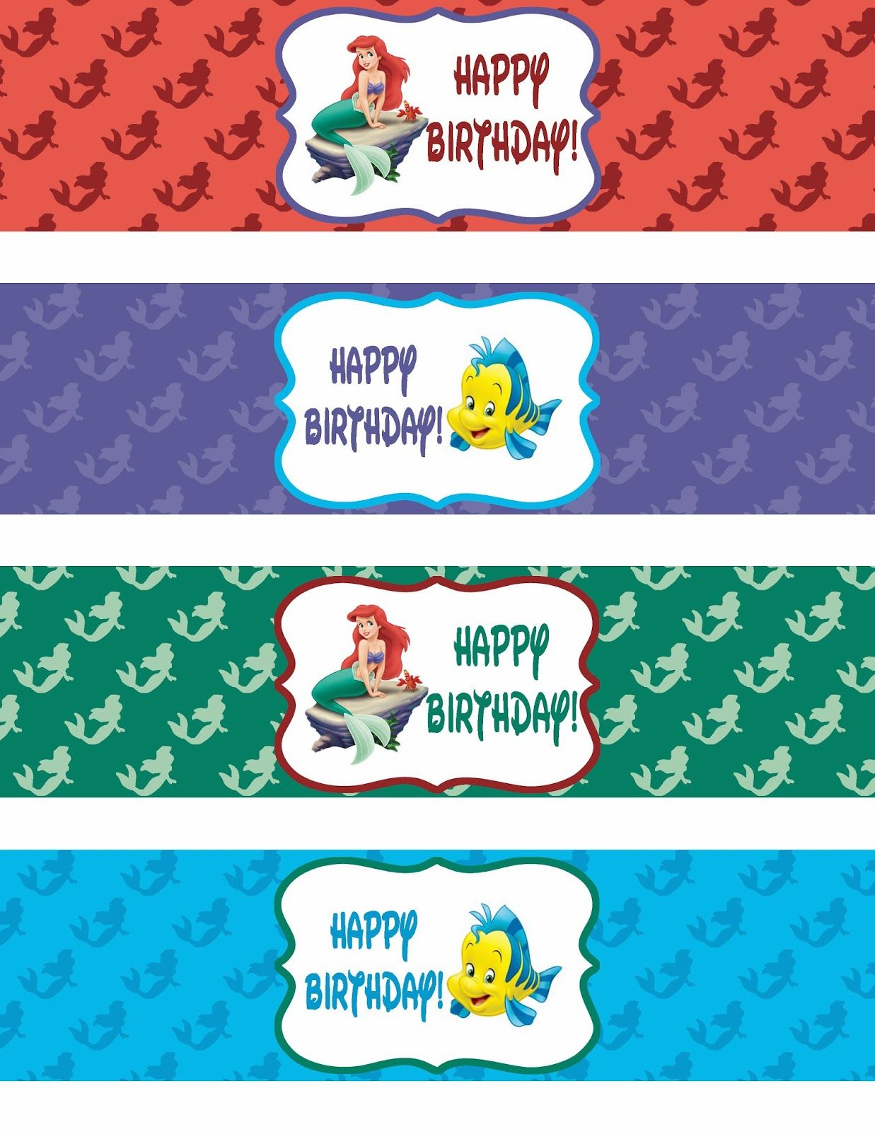 Mermaid Happy Birthday, Little Mermaid Birthday, Little Mermaid inside Free Printable Little Mermaid Water Bottle Labels