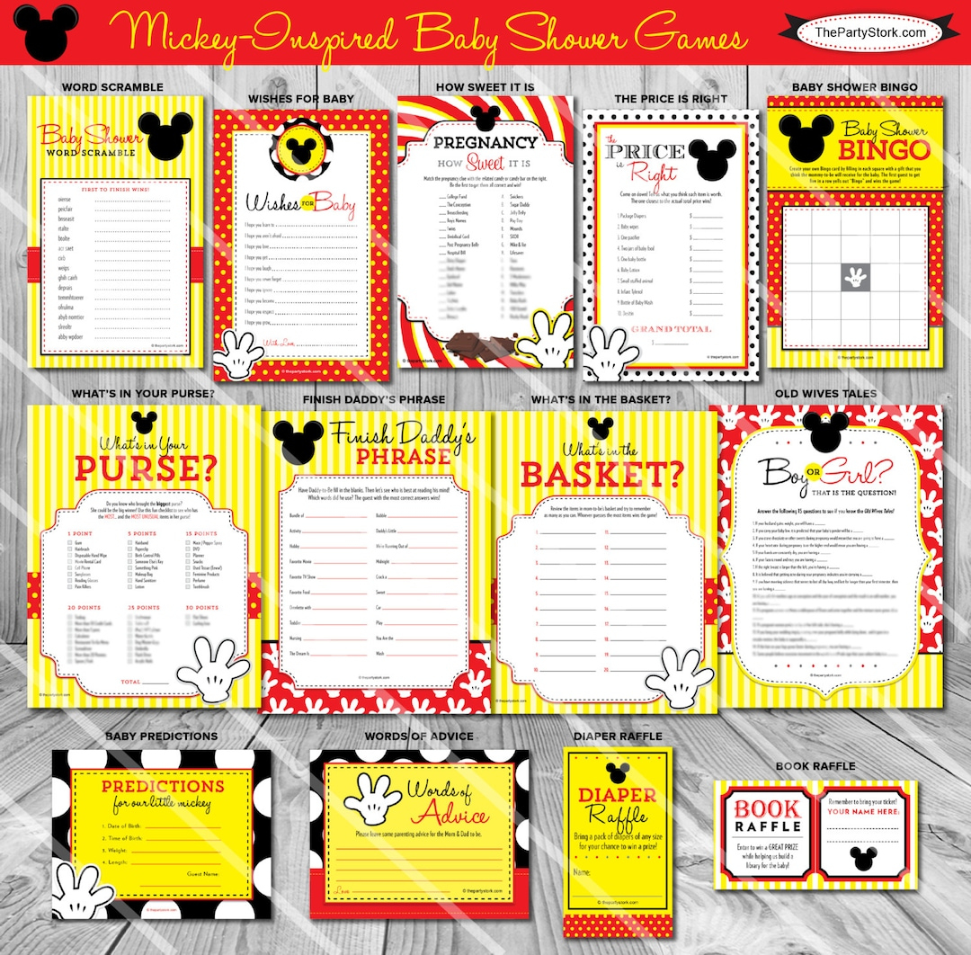 Mickey Mouse Baby Shower Games Mickey Baby Shower Game Package Or  Individual Games Printable Boy Baby Shower Games Baby Shower Game Pack -  Etsy with regard to Free Printable Mickey Mouse Baby Shower Games