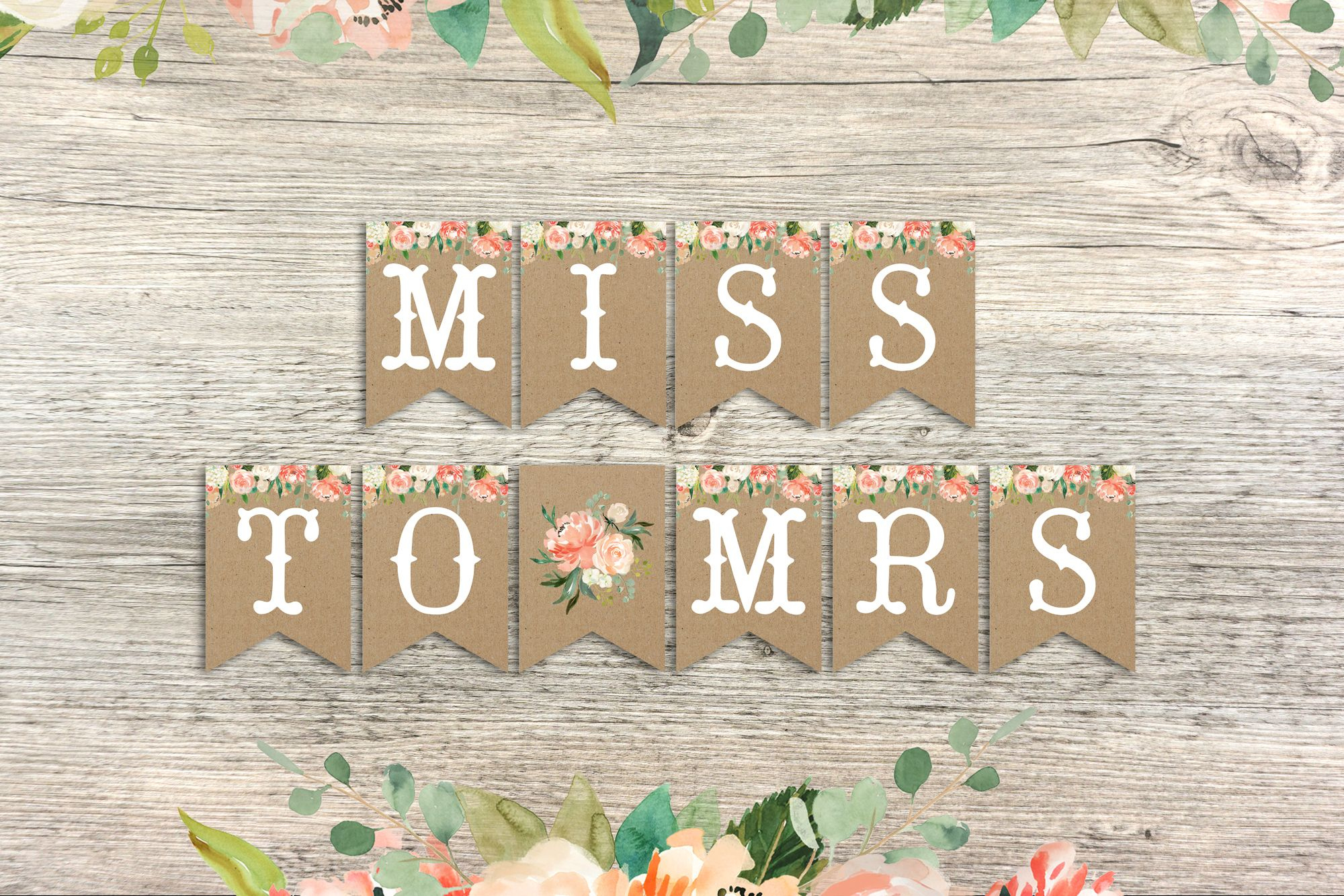 Miss To Mrs Banner, Floral Bridal Shower Banner, Bridal Shower for Free Printable Miss To Mrs Banner