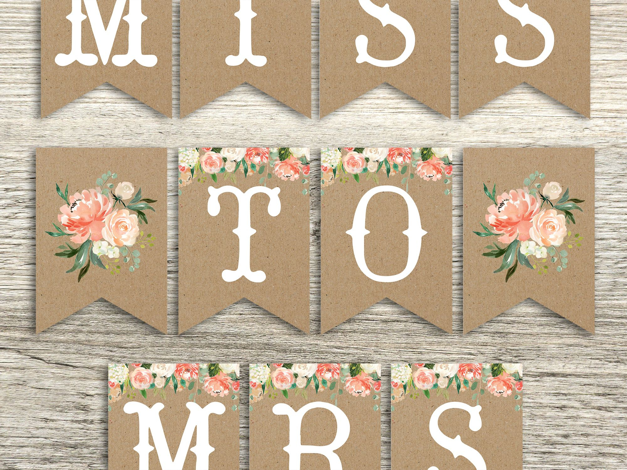 Miss To Mrs Banner, Floral Bridal Shower Banner, Bridal Shower intended for Free Printable Miss to Mrs Banner