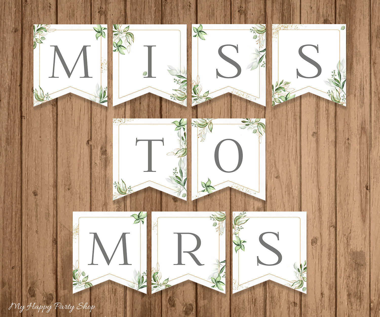 Miss To Mrs Banner, Printable, Bridal Shower Banner, Greenery inside Free Printable Miss to Mrs Banner