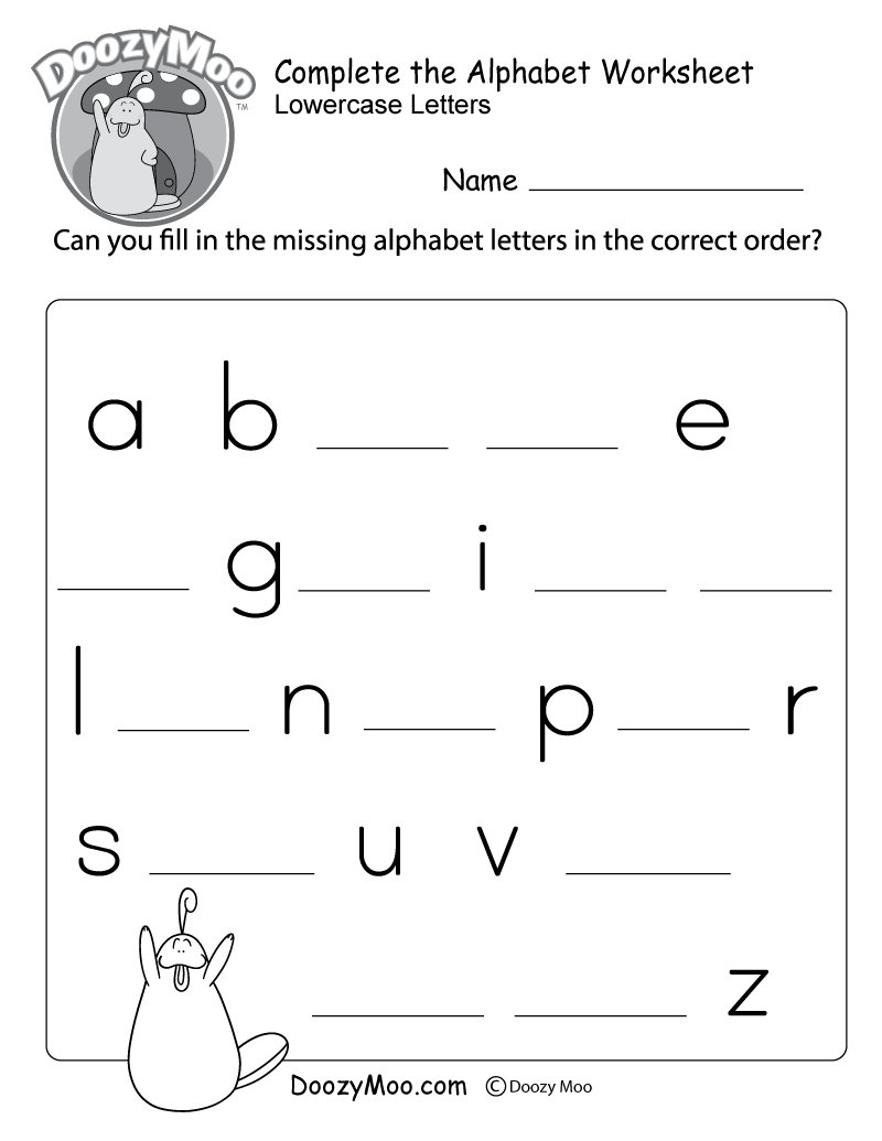 Missing Letter Worksheets (Free Printables) - Doozy Moo inside Free Printable Alphabet Worksheets For Grade 1