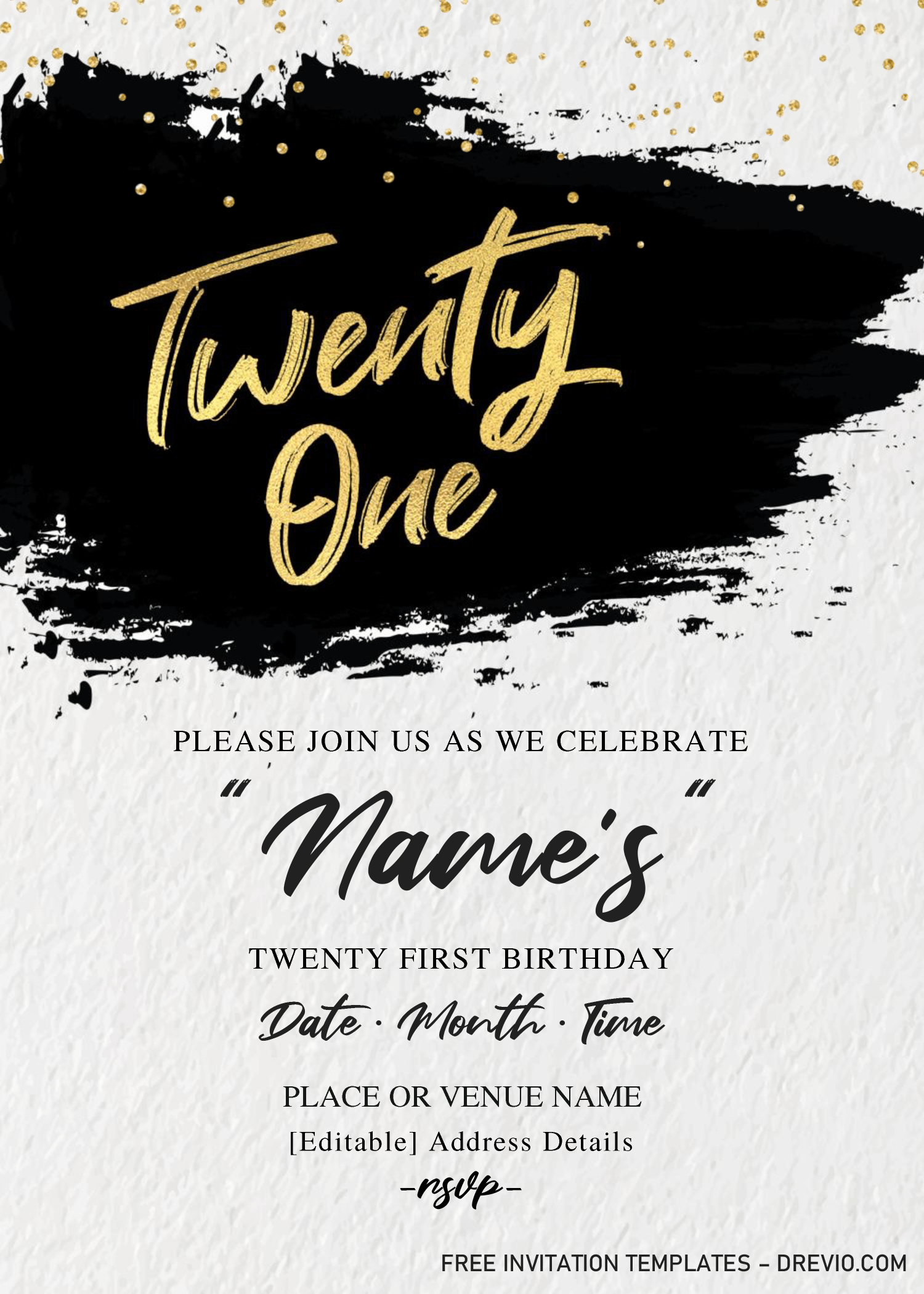 Modern 21St Birthday Invitation Templates – Editable With with regard to 21St Birthday Invitation Templates Free Printable