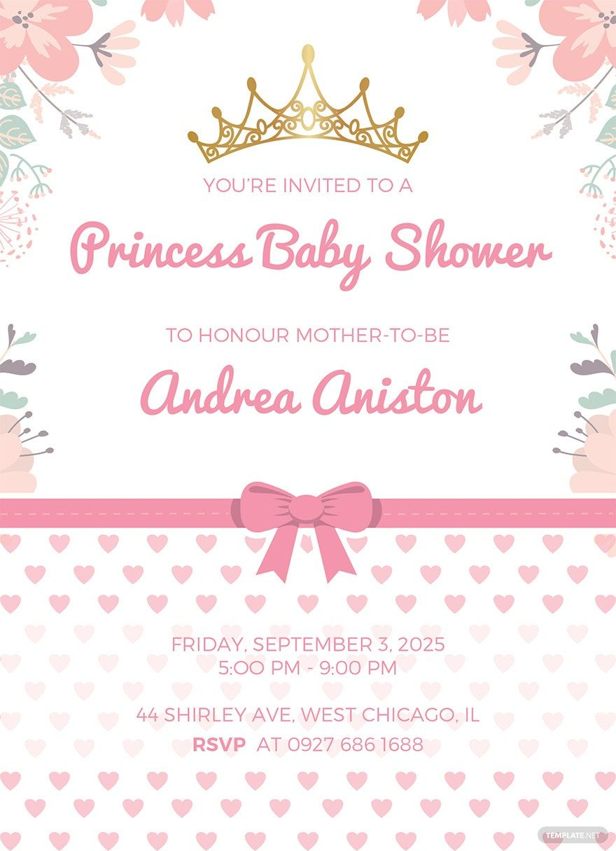 Modern Princess Baby Shower Invitation Template In Publisher, Word with Free Printable Princess Baby Shower Invitations