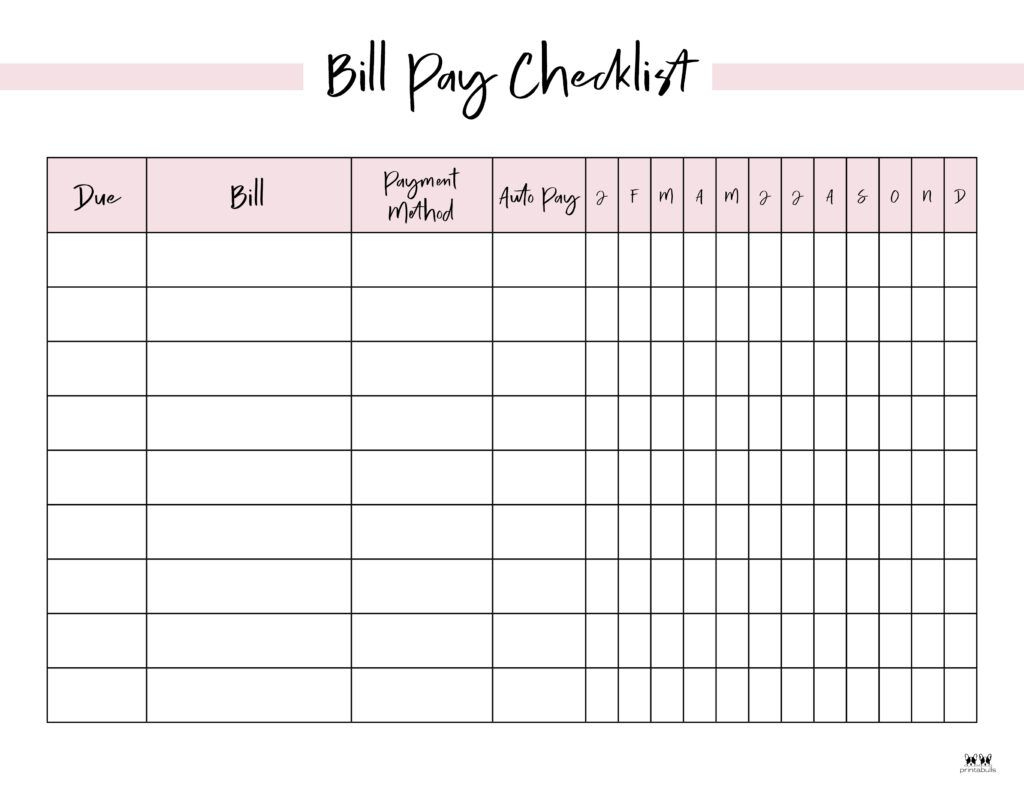 Monthly Bill Organizers - 18 Free Printables | Printabulls | Bill regarding Free Printable Monthly Bill Payment Worksheet