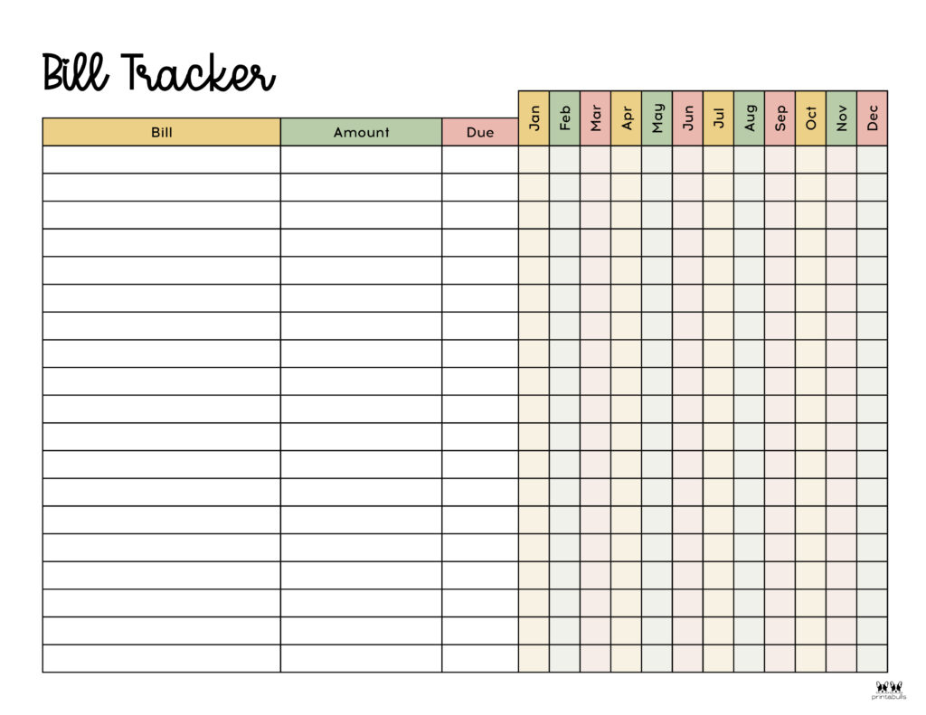 Monthly Bill Organizers - 18 Free Printables | Printabulls throughout Free Printable Bill Payment Schedule