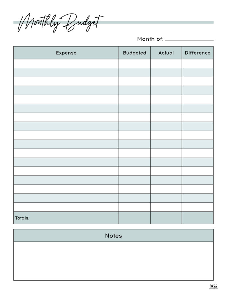 Monthly Budget Planners - 20 Free Printables | Printabulls intended for Free Printable Budget Templates