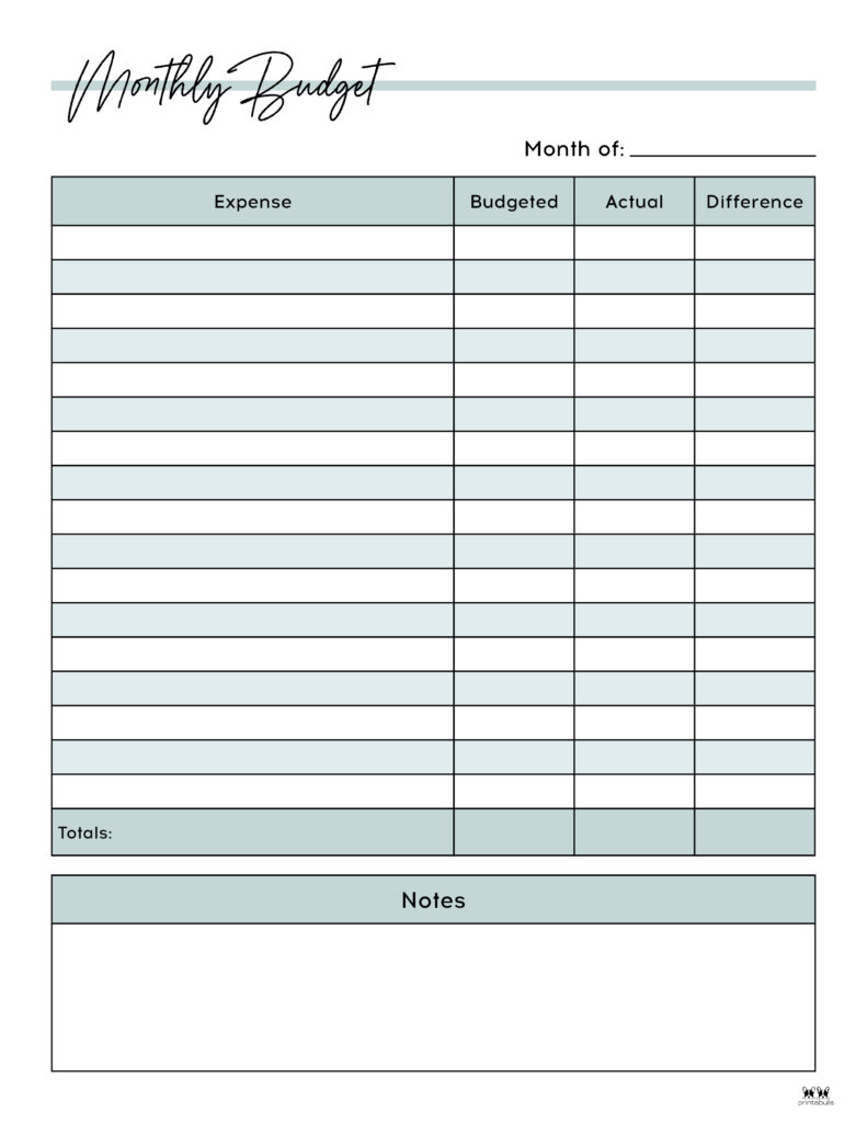 Monthly Budget Planners - 20 Free Printables | Printabulls pertaining to Free Budget Printable Template