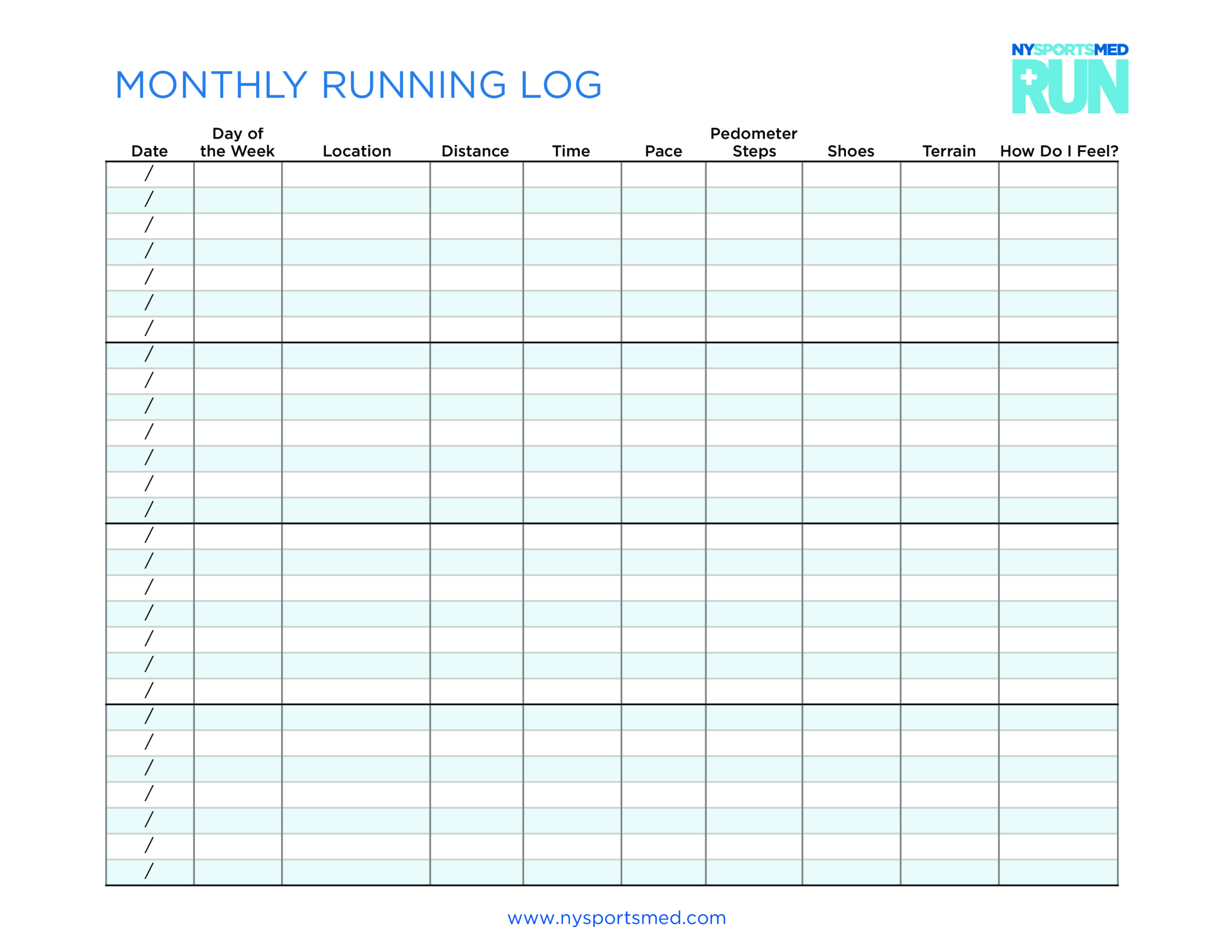 Monthly Running Log - How To Create A Monthly Running Log pertaining to Free Printable Running Log