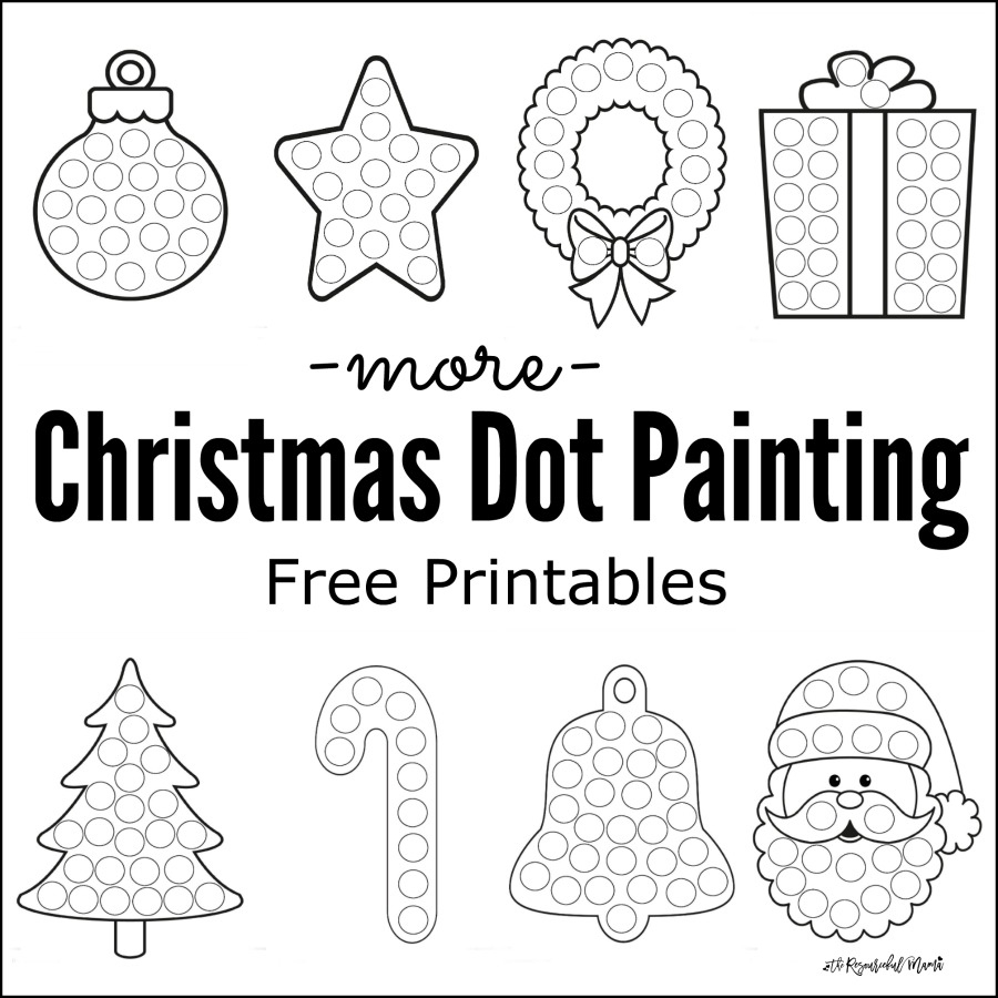 More Christmas Dot Painting {Free Printables} - The Resourceful Mama within Free Printable Christmas Worksheets for Kids