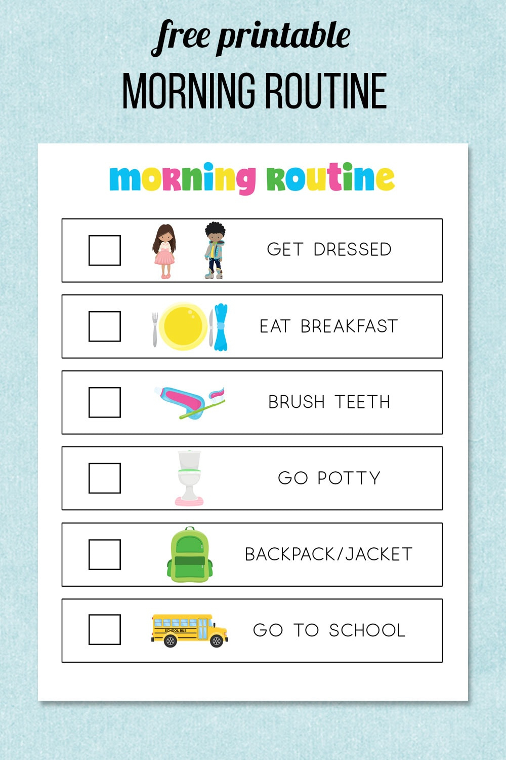 Morning Routine Printable inside Free Printable Morning Routine Chart