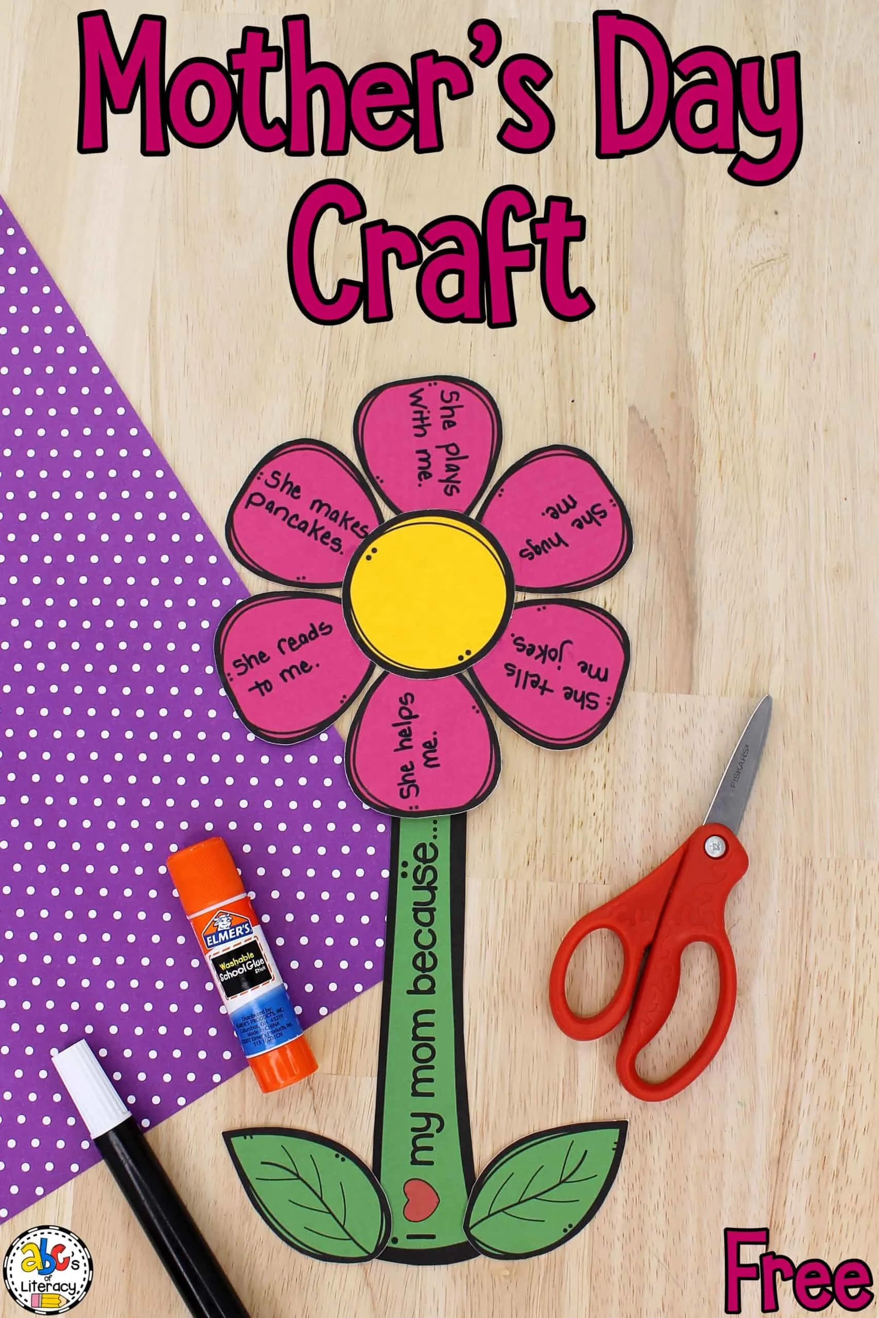 Mother'S Day Flower Craft (Free Printable Template) for Free Printable Mothers Day Crafts