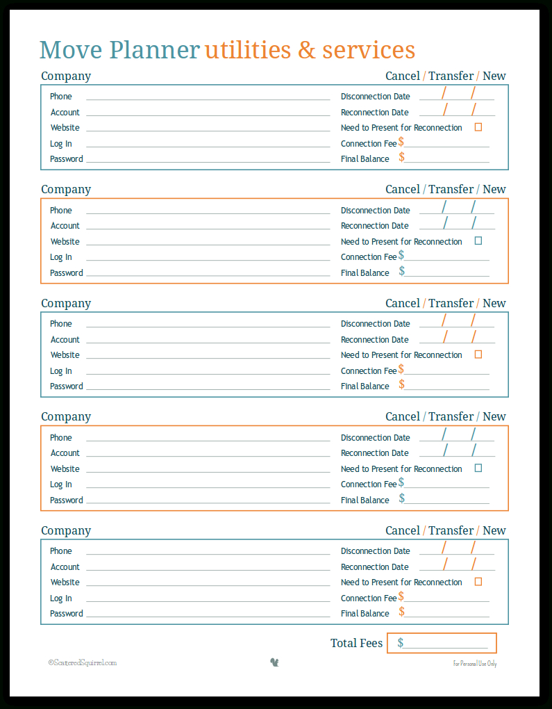 Move Planner Printables To Help Make Your Move Easier in Free Printable Moving Checklist And Planner