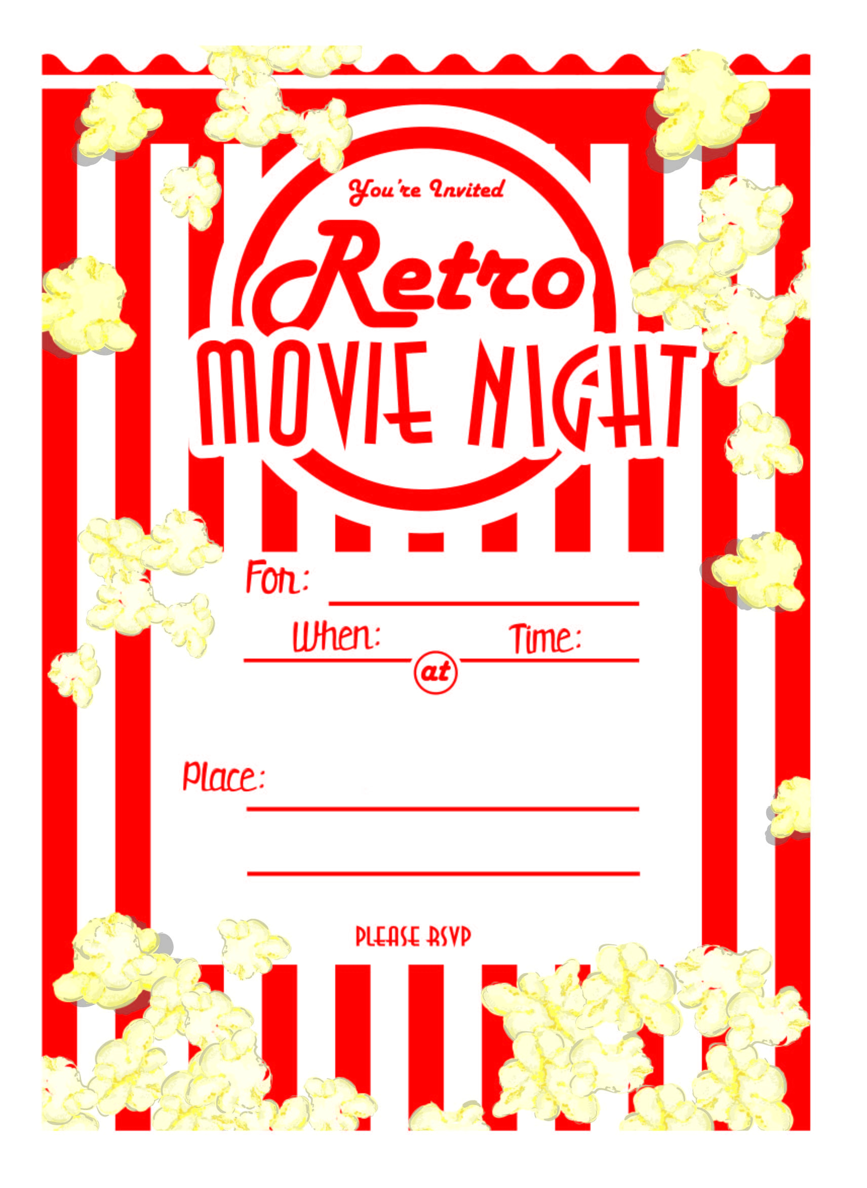 Movie Night Invitations, Movie Party Invitations, Movie Night pertaining to Movie Night Birthday Invitations Free Printable