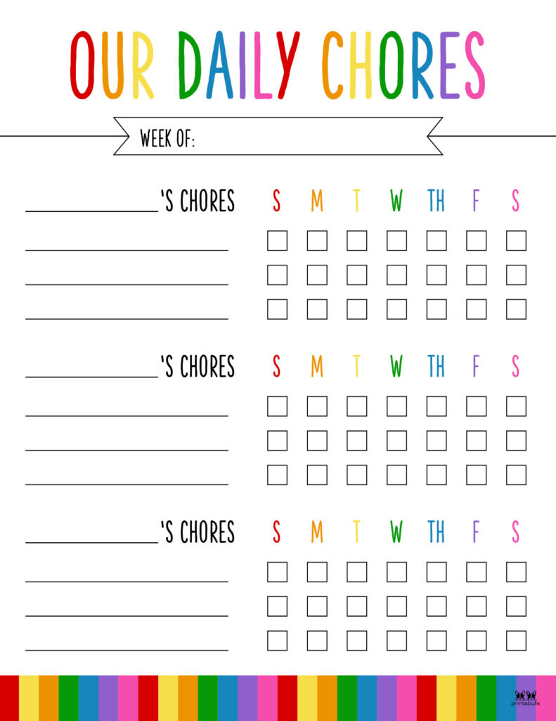 Multiple Children Chore Charts - 10 Free Printable Charts with Free Printable Chore Charts for Multiple Children