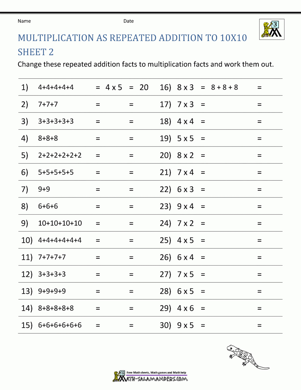 Multiplication Facts Worksheets - Understanding Multiplication To throughout Free Printable Multiplication Fact Sheets