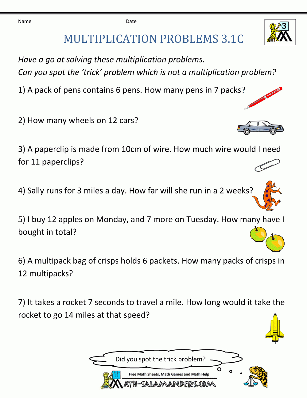 Multiplication Word Problem Worksheets 3Rd Grade regarding Free Printable Math Word Problems