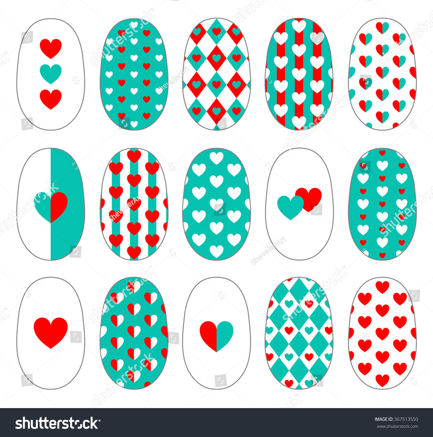 Nail Art Heart Design Templates Manicure Stock Vector (Royalty pertaining to Free Printable Nail Art Designs