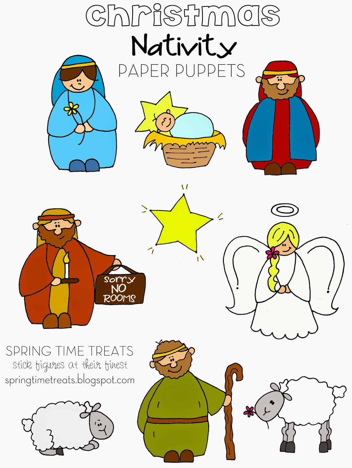 Nativity Paper Puppets - Free Printables | Spring Time Doodles regarding Free Printable Nativity Story