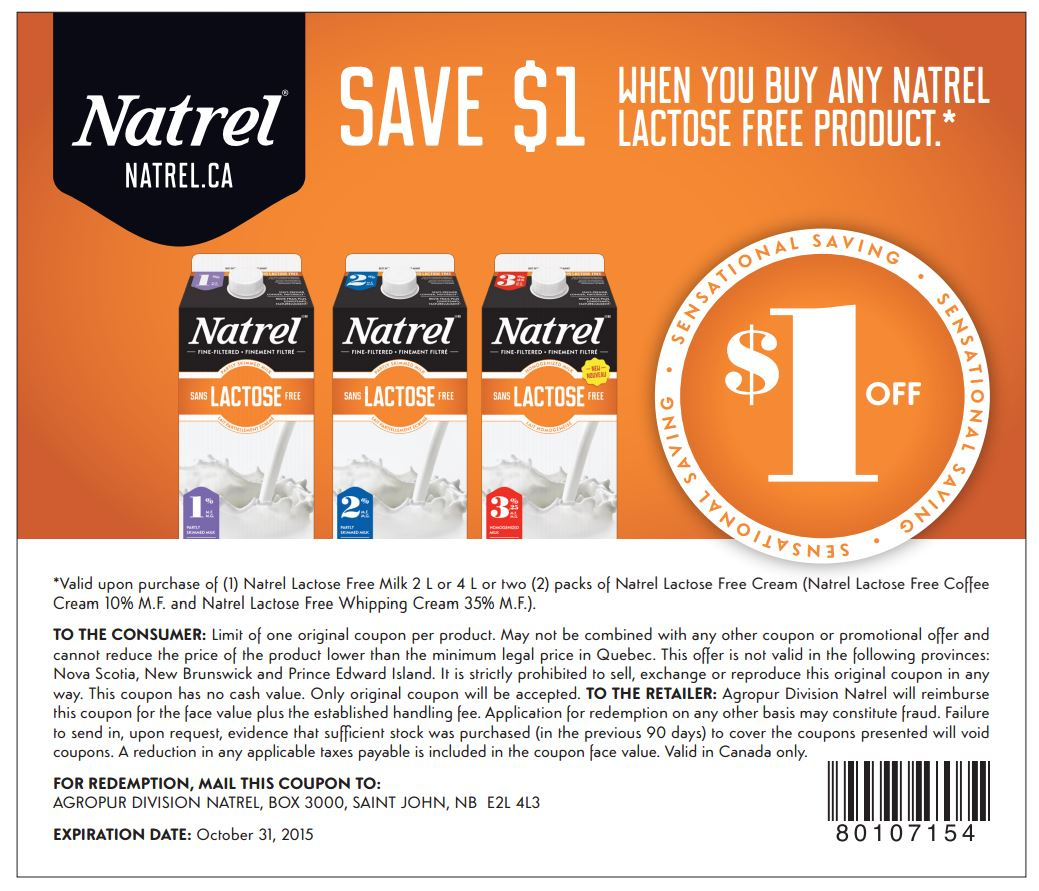 Natrel Lactose-Free - Details within Free Milk Coupons Printable
