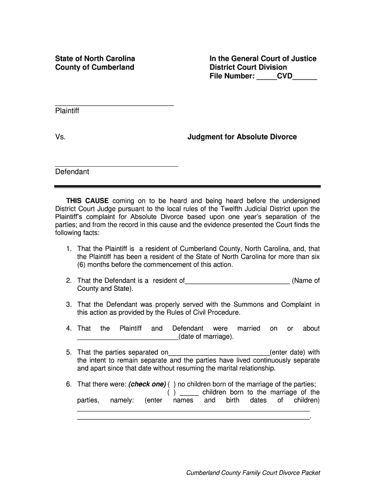 Nc Divorce Forms Pdf: Fill Out &amp;amp; Sign Online | Dochub for Free Printable Divorce Papers for North Carolina