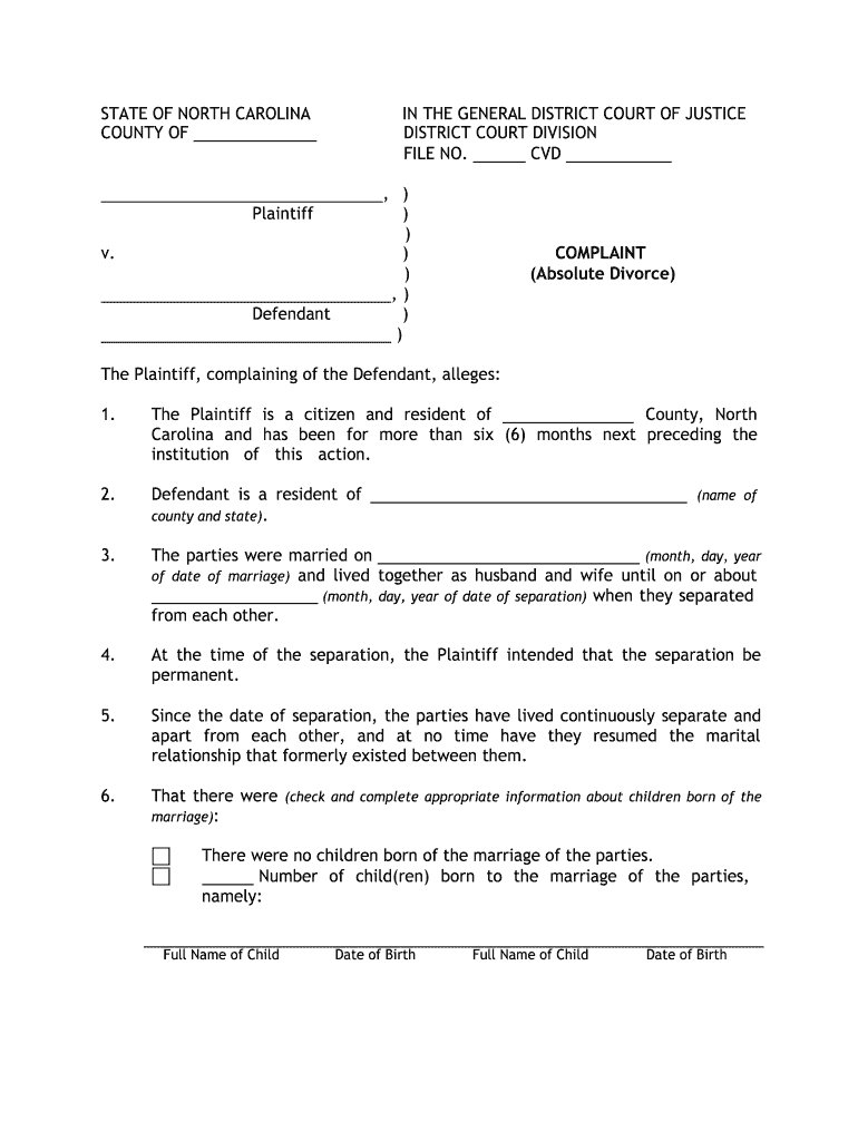 Nc Divorce Forms Pdf: Fill Out &amp; Sign Online | Dochub regarding Free Printable Divorce Papers For North Carolina