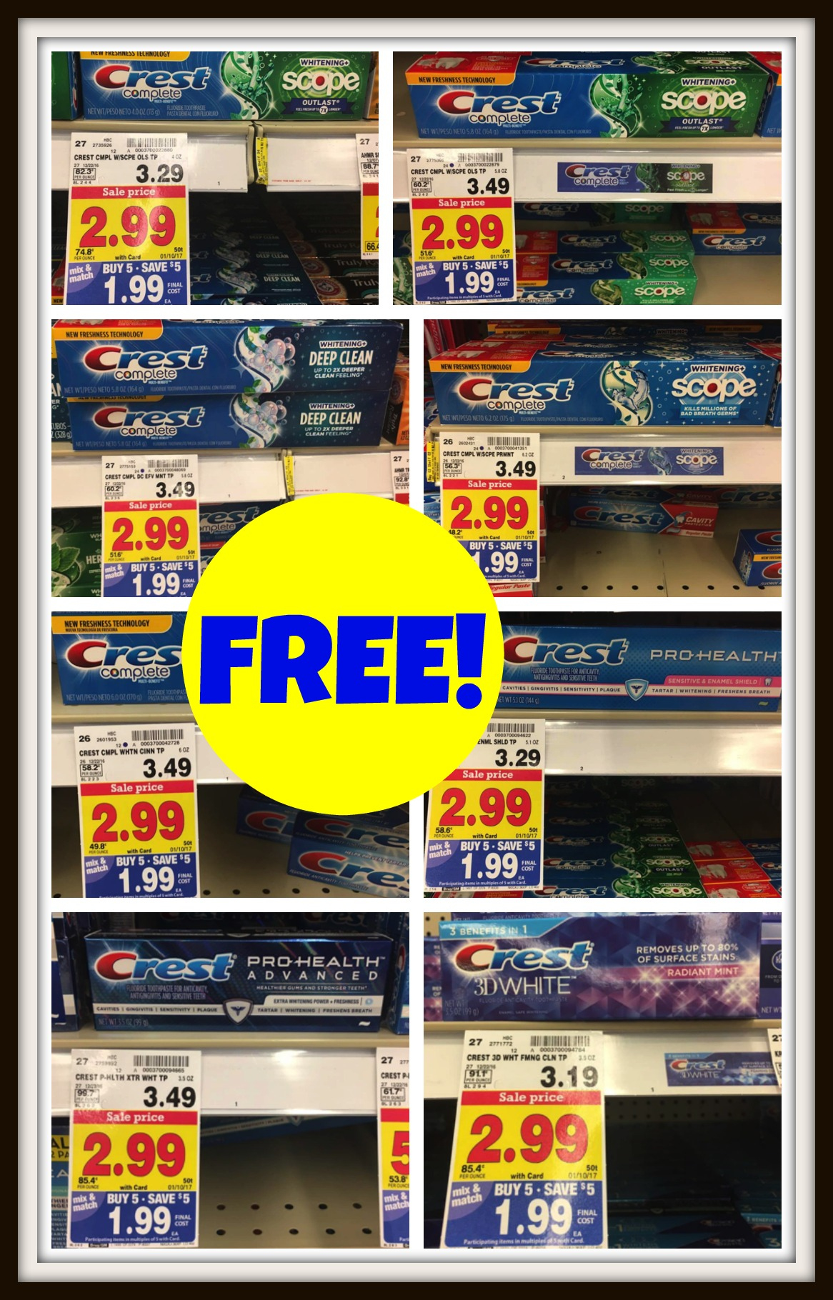 New $2.00/1 Crest Toothpaste Coupon = Free With Kroger Mega Event for Free Printable Crest Coupons