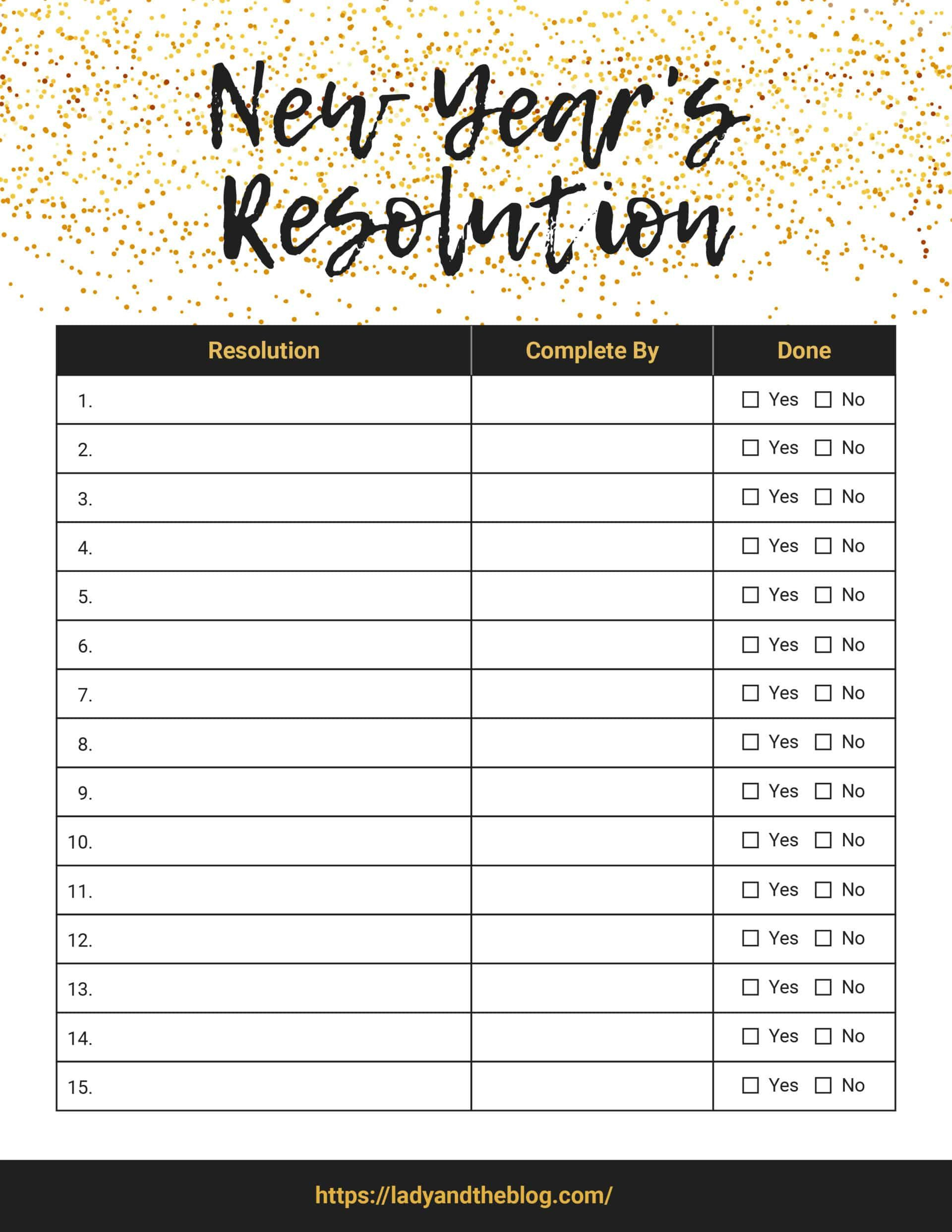 New Year&amp;#039;S Resolution List - Free Promise Printable Here | New intended for Free New Year&amp;#039;S Resolution Printables