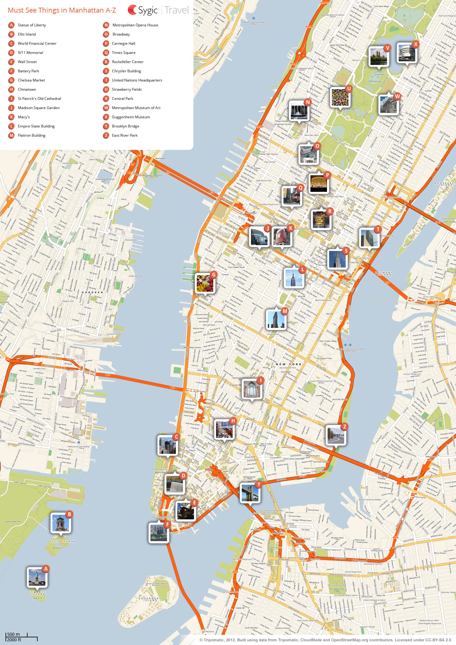 New York City Manhattan Printable Tourist Map | Sygic Travel throughout Free Printable Map of Manhattan