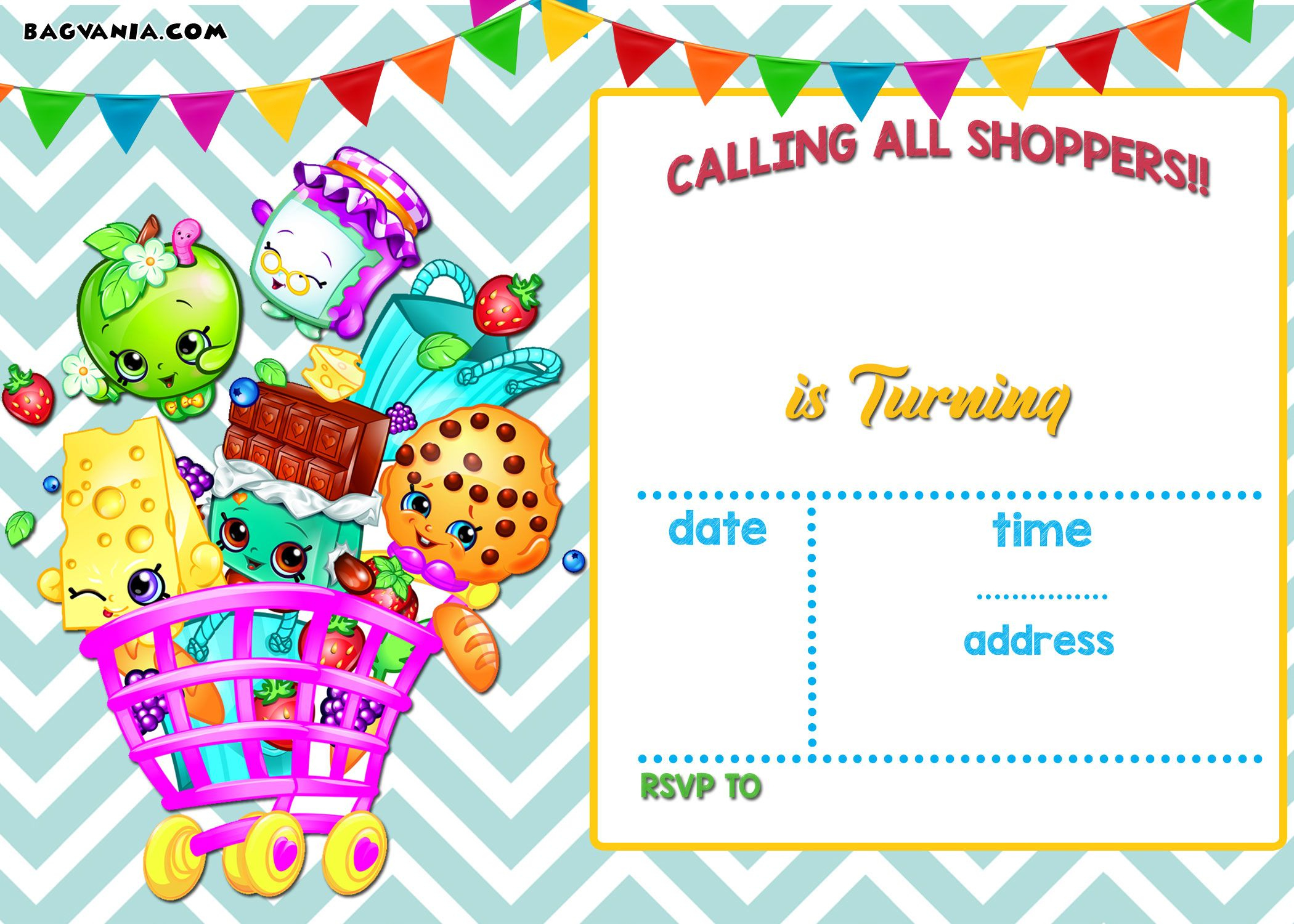 Nice Calling All Shoppers! Here Are Free Blank Shopkins Invitation intended for Free Printable Shopkins Birthday Invitations