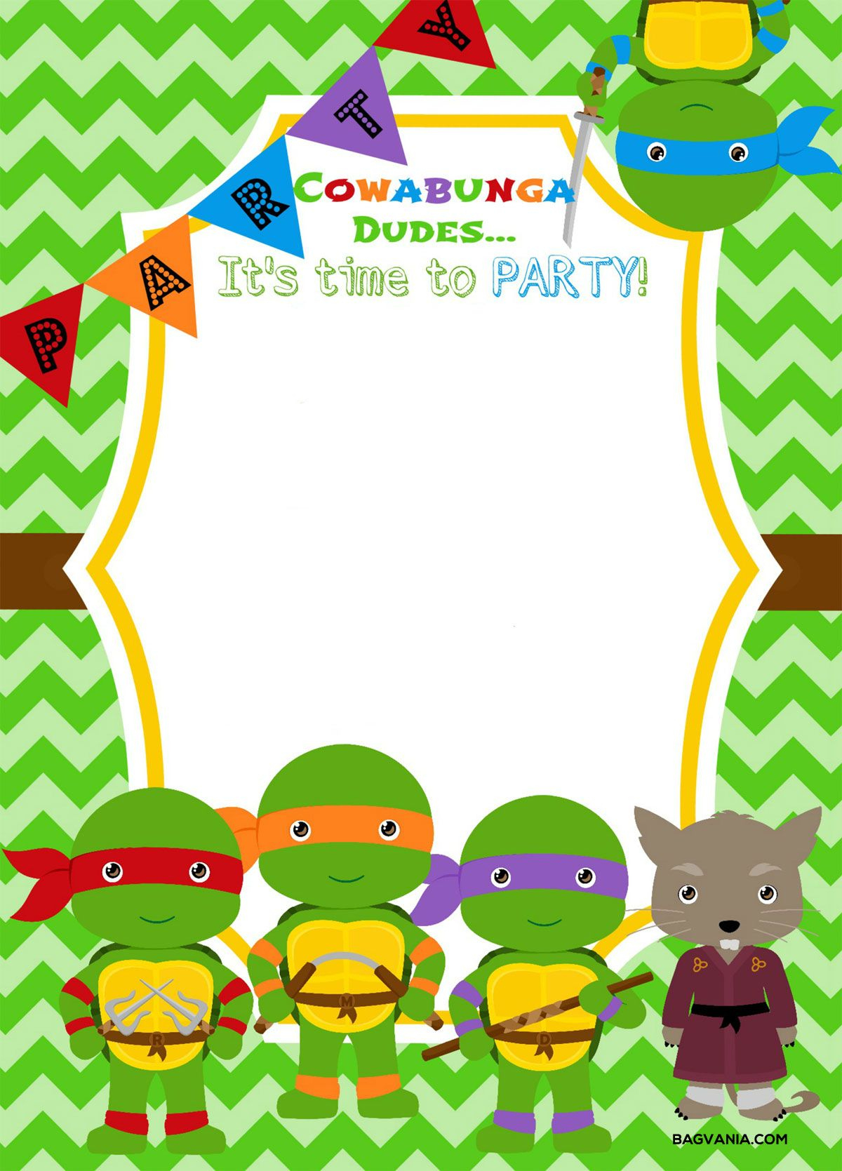 Ninja Turtle Birthday Party Invitations in Free Printable Ninja Turtle Birthday Invitations