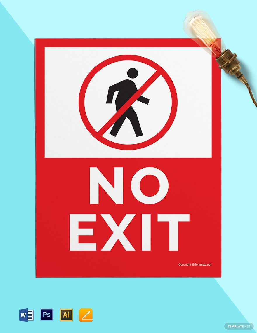 No Exit Sign Template In Word, Psd, Pages, Illustrator - Download with regard to Free Printable No Exit Signs