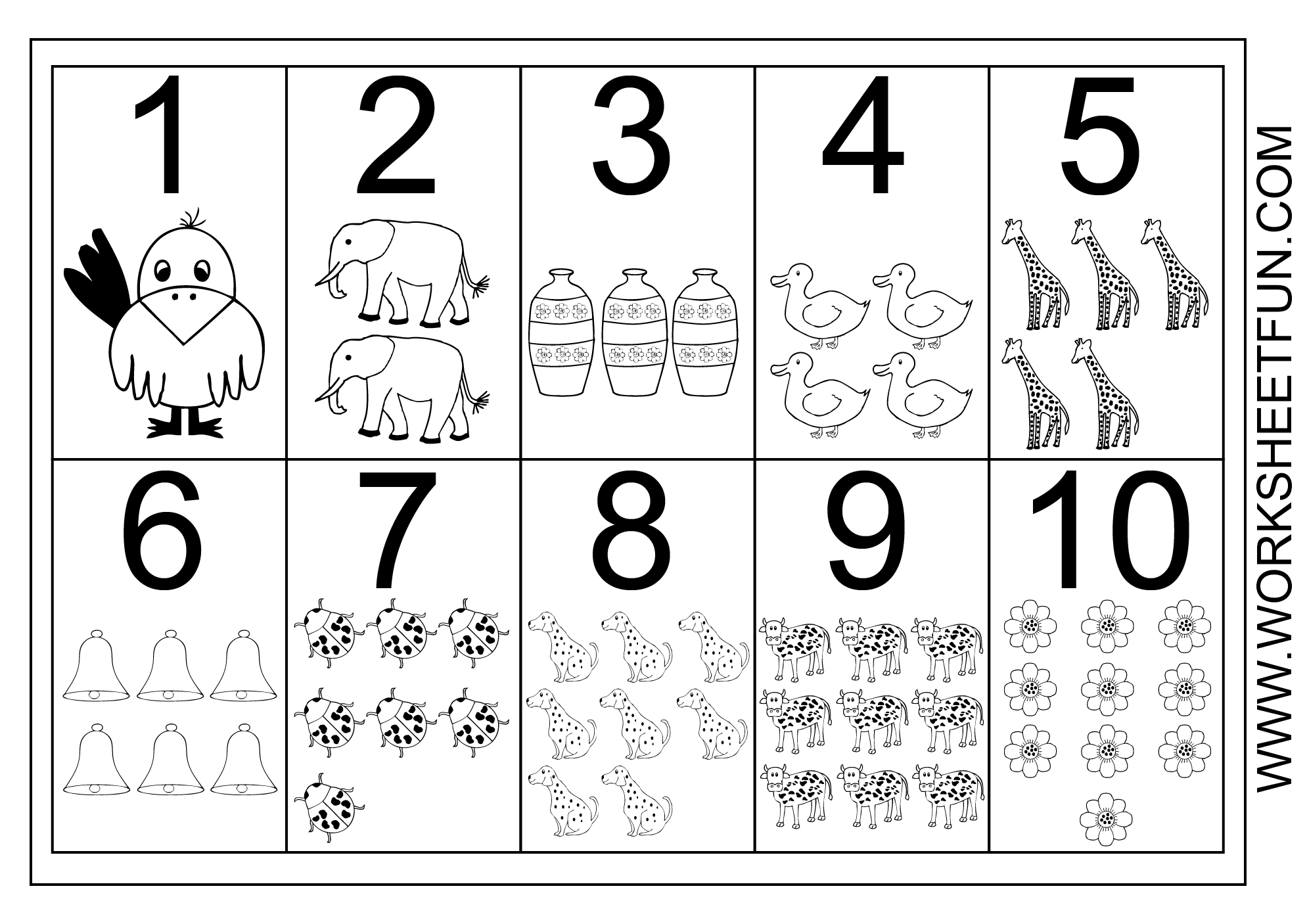 Number Chart 1-10 | Free Printable Worksheets inside Free Printable Counting Worksheets 1-10