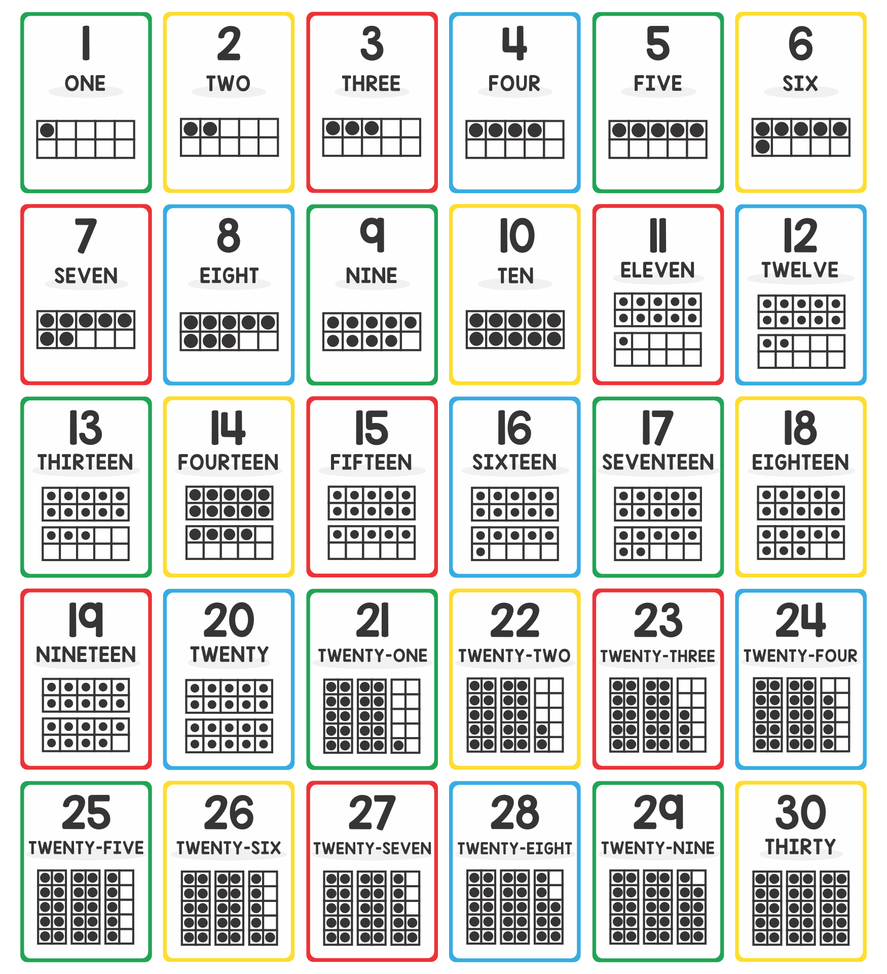 Number Flashcards 1-30 Printable | Printablee | Number Flashcards for Free Printable Number Flashcards 1-30