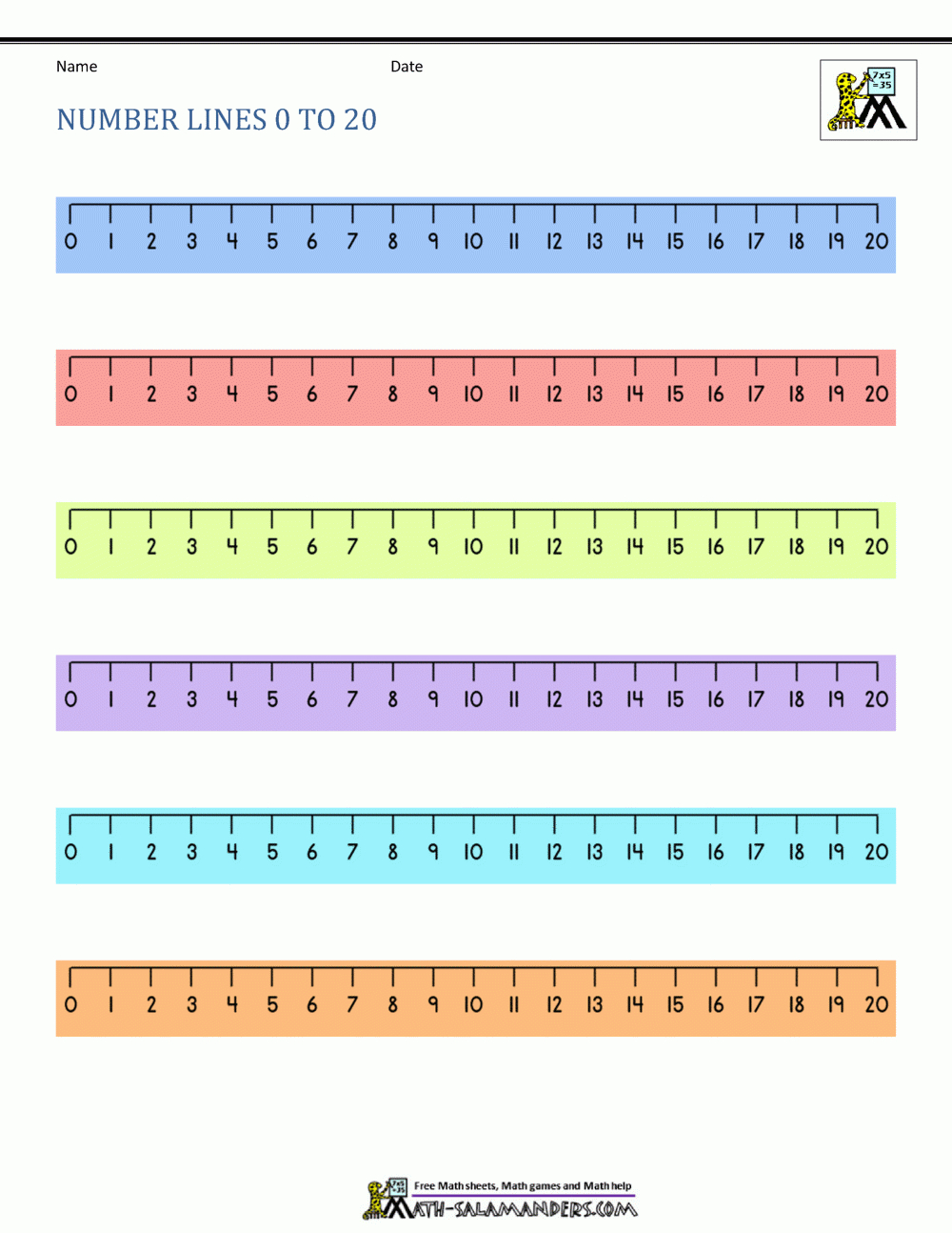 Number Line 0 To 20 Printables with regard to Free Printable Number Line 0-20