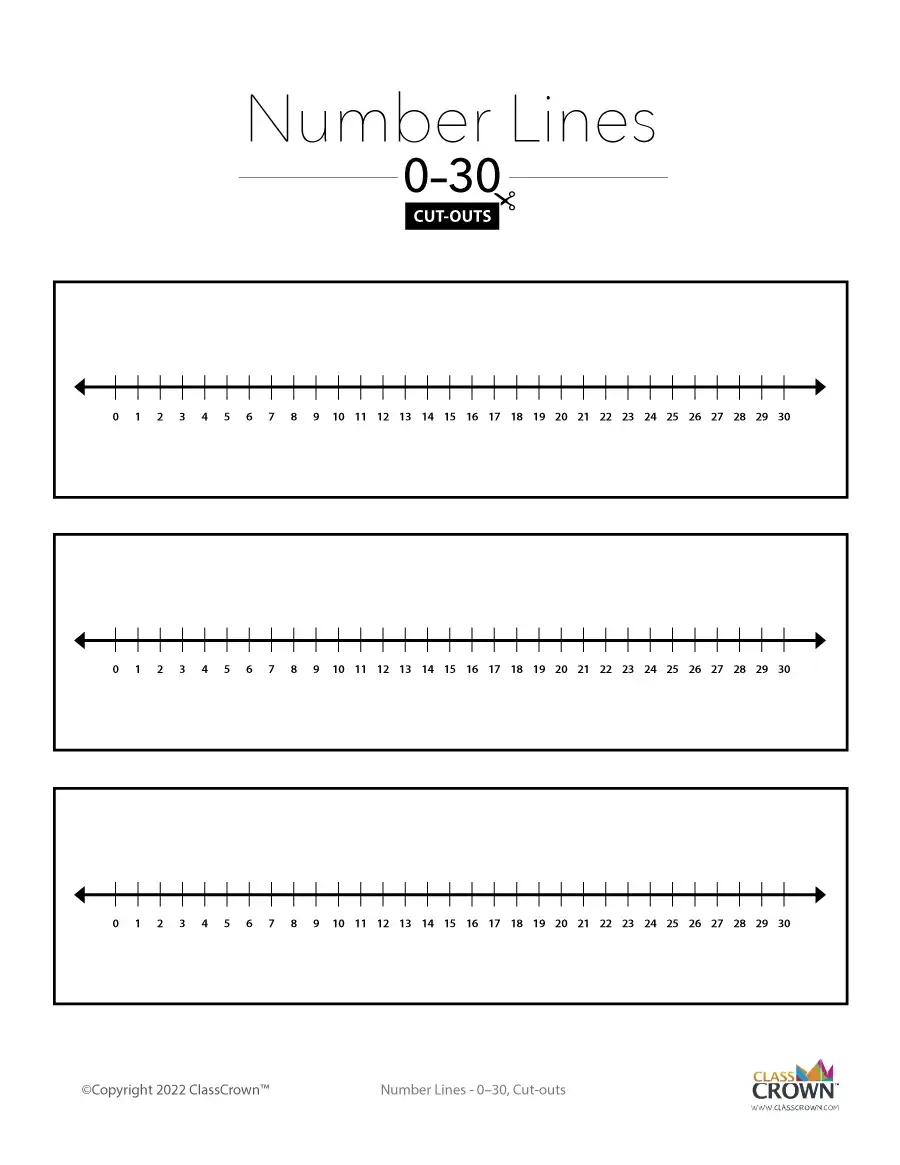 Number Line To 30: Cut-Out - Chart | Classcrown inside Free Printable Number Line to 30