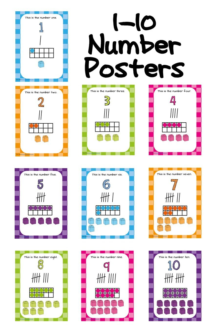 Number Posters 1-10 | Number Poster, Numbers Preschool Printables within Free Printable Number Posters