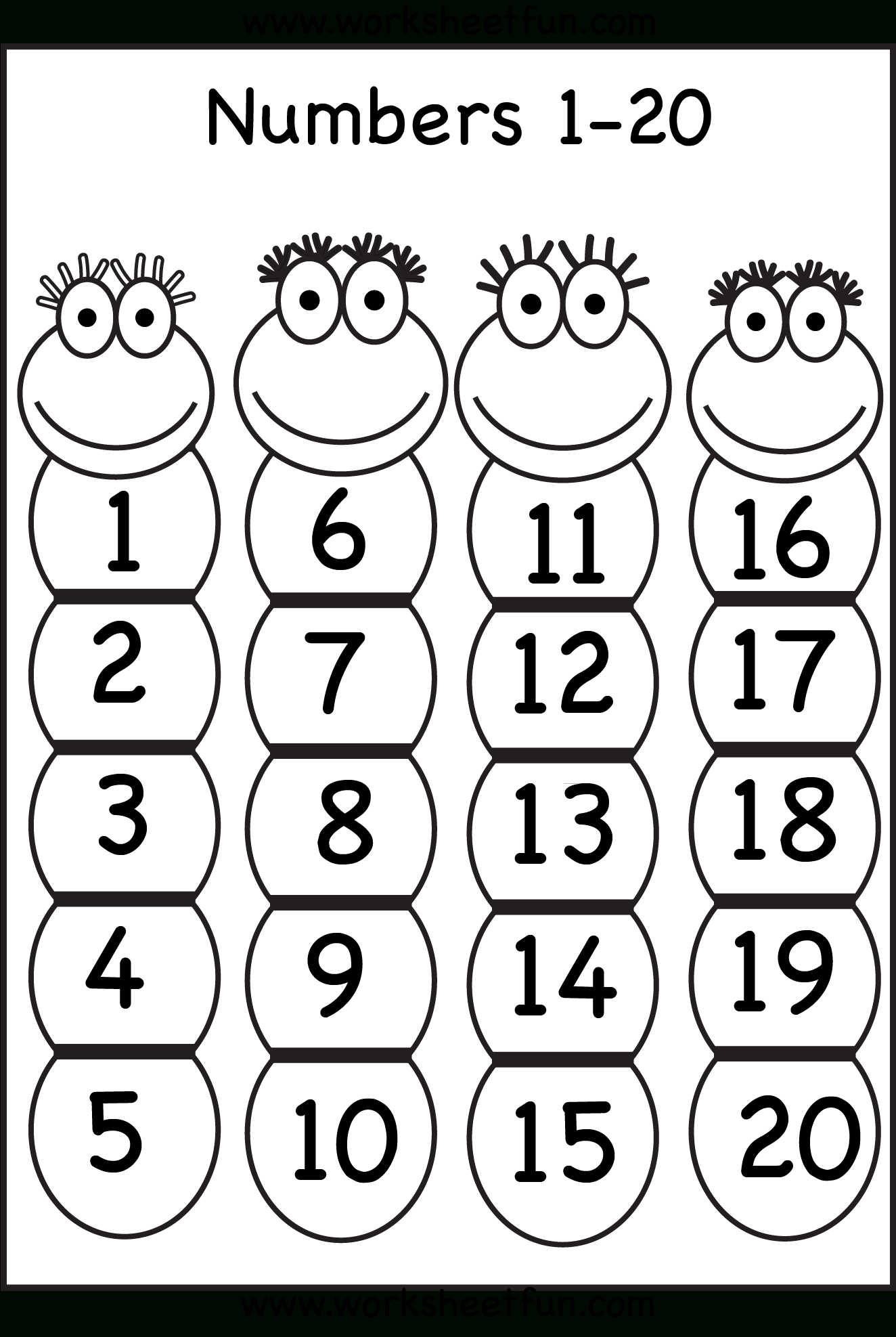 Numbers 1-20 Worksheet For Children inside Free Printable Numbers 1-20 Worksheets