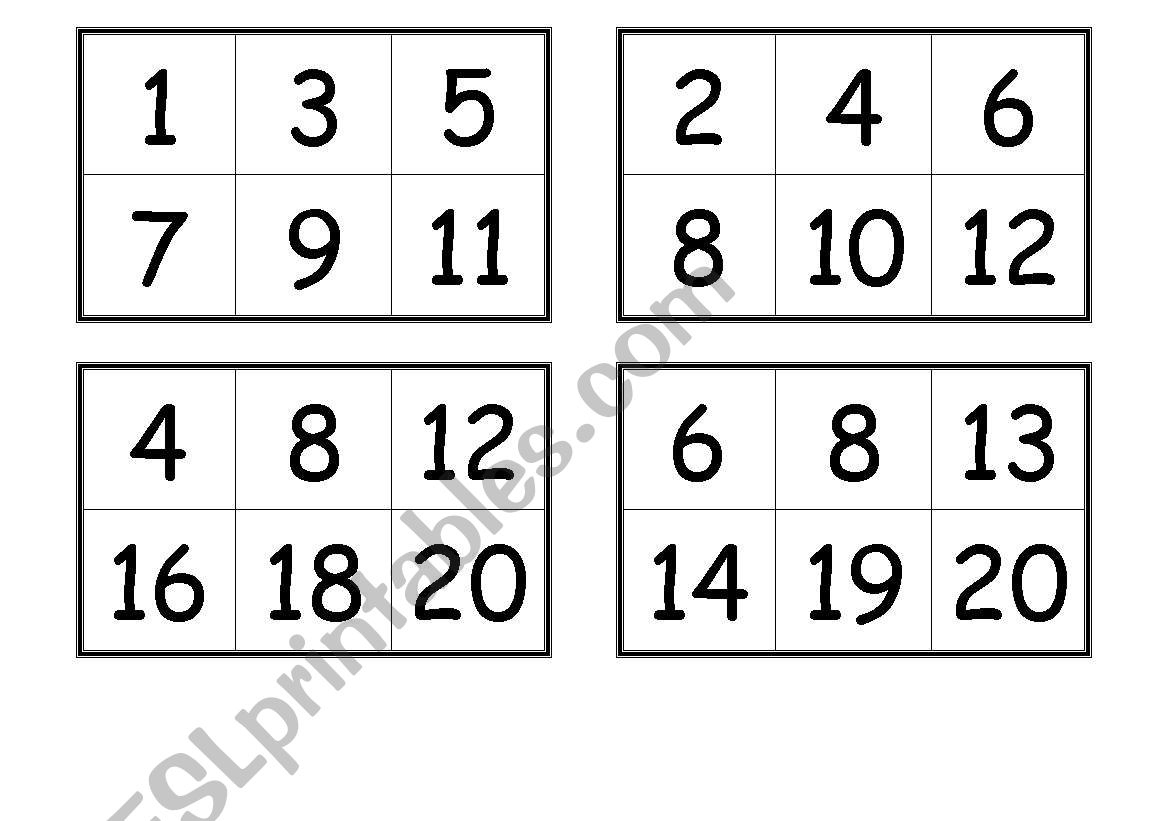 Numbers Bingo Cards (From 1 To 20) - Esl Worksheetcreguen throughout Free Printable Number Bingo Cards 1-20